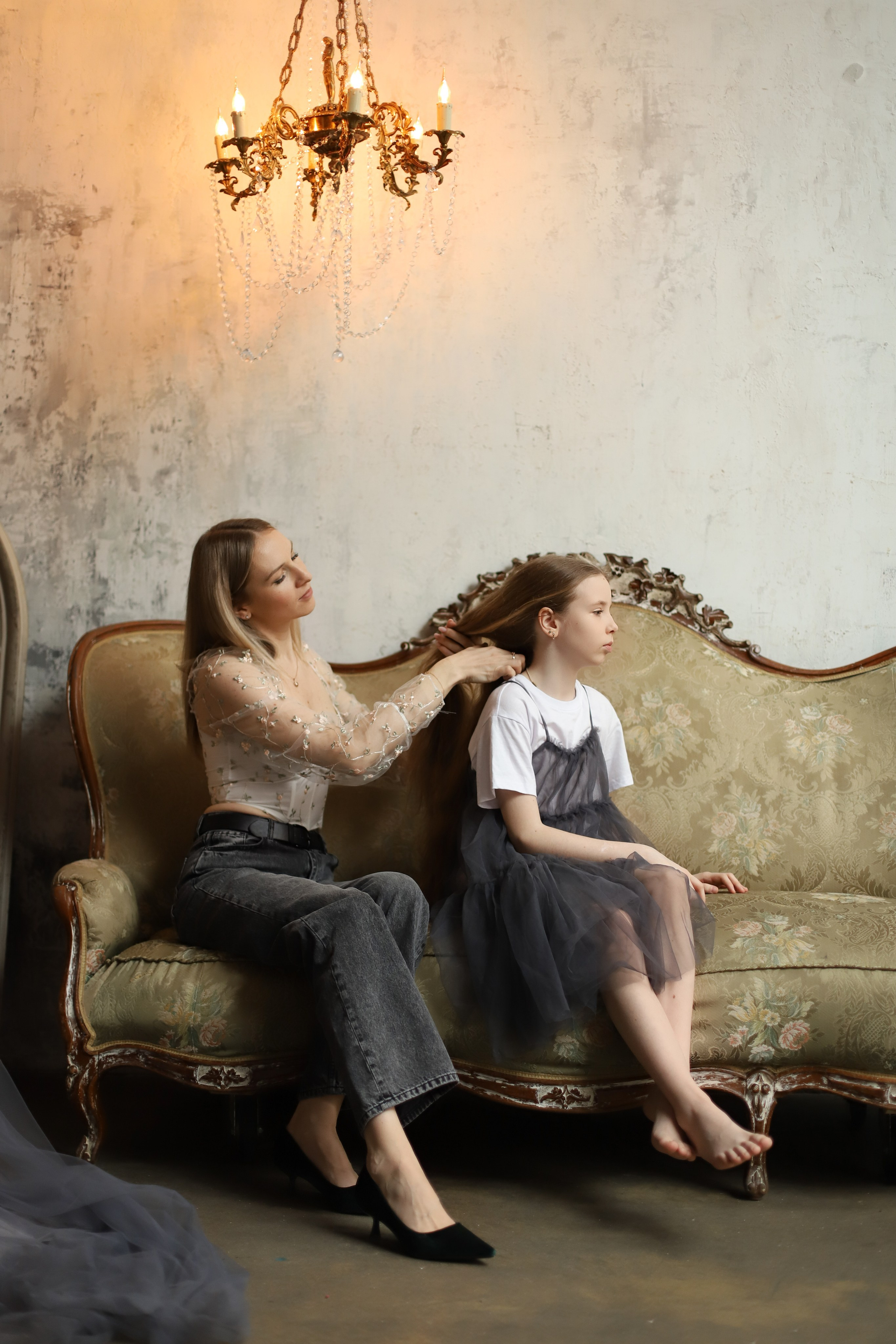 Мама+дочка в атмосферной студии). Фотограф в Москве Елена Дроботя