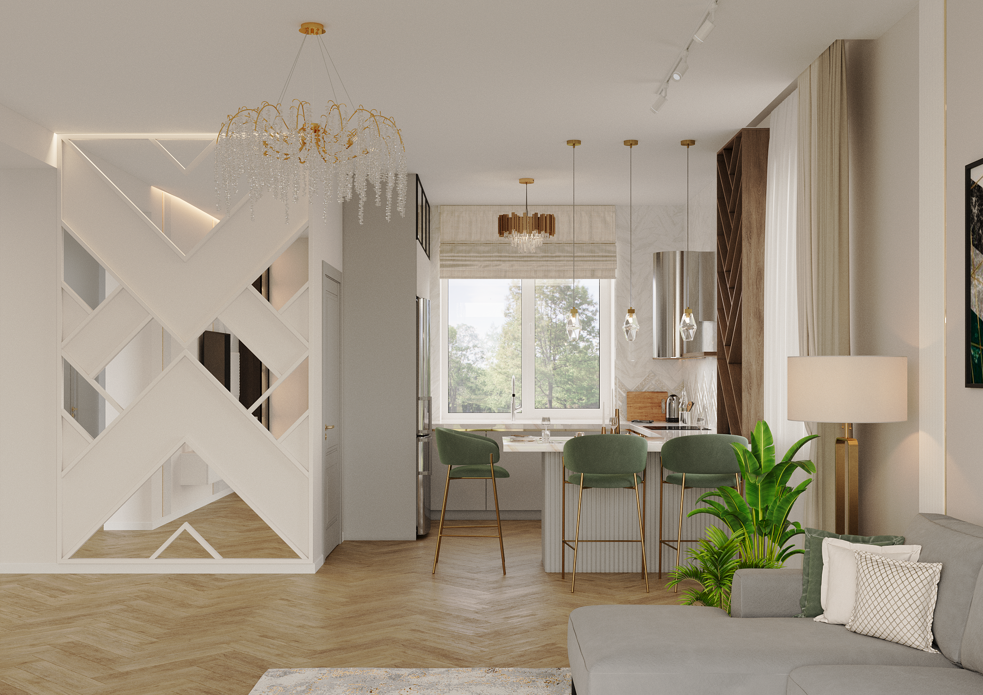 Частный дом в стиле арт-деко. Дизайнер интерьеров Ростов-на-Дону Кристина Карпенко