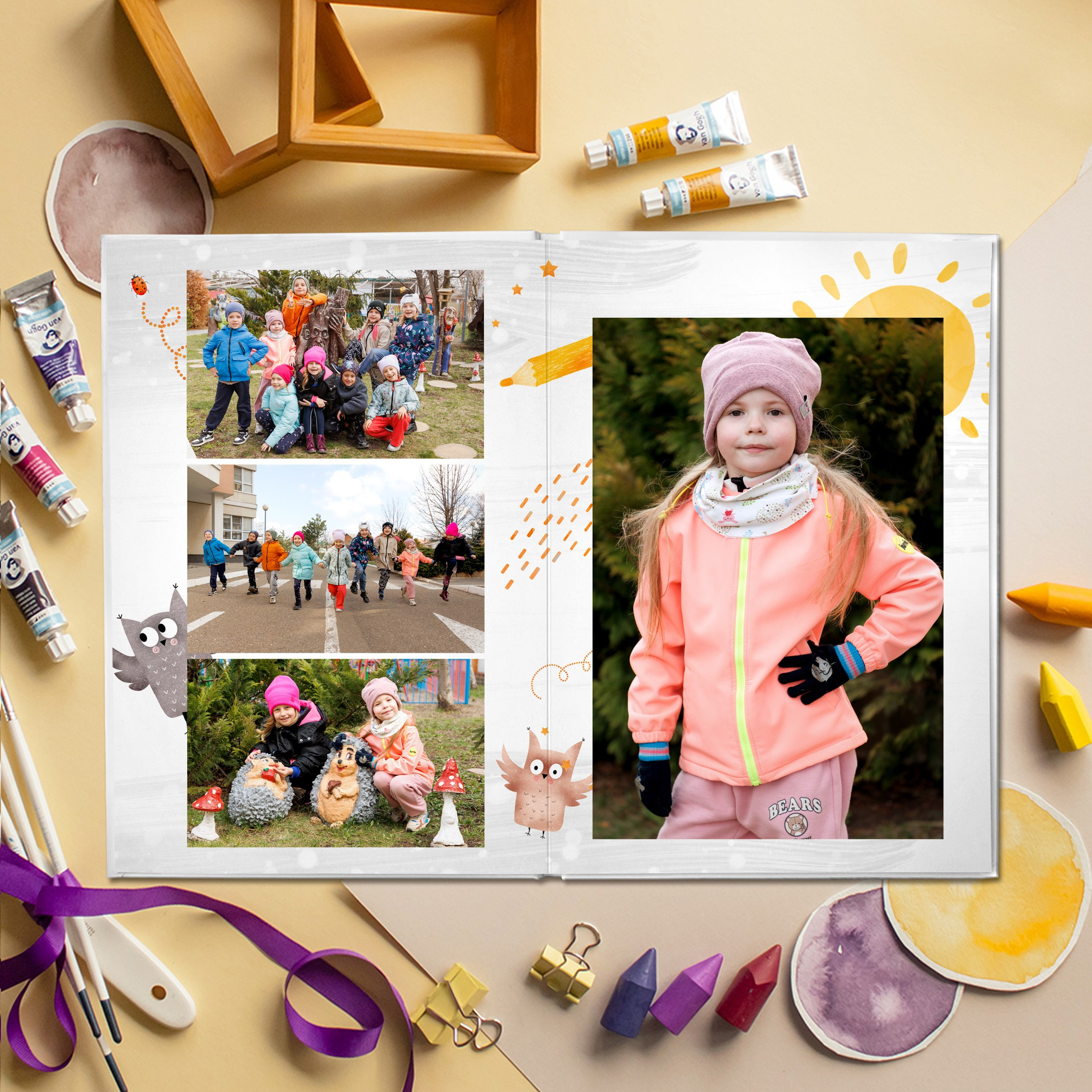 Образцы выпускных фотокниг для детского сада. Детский школьный и семейный фотограф в Краснодаре