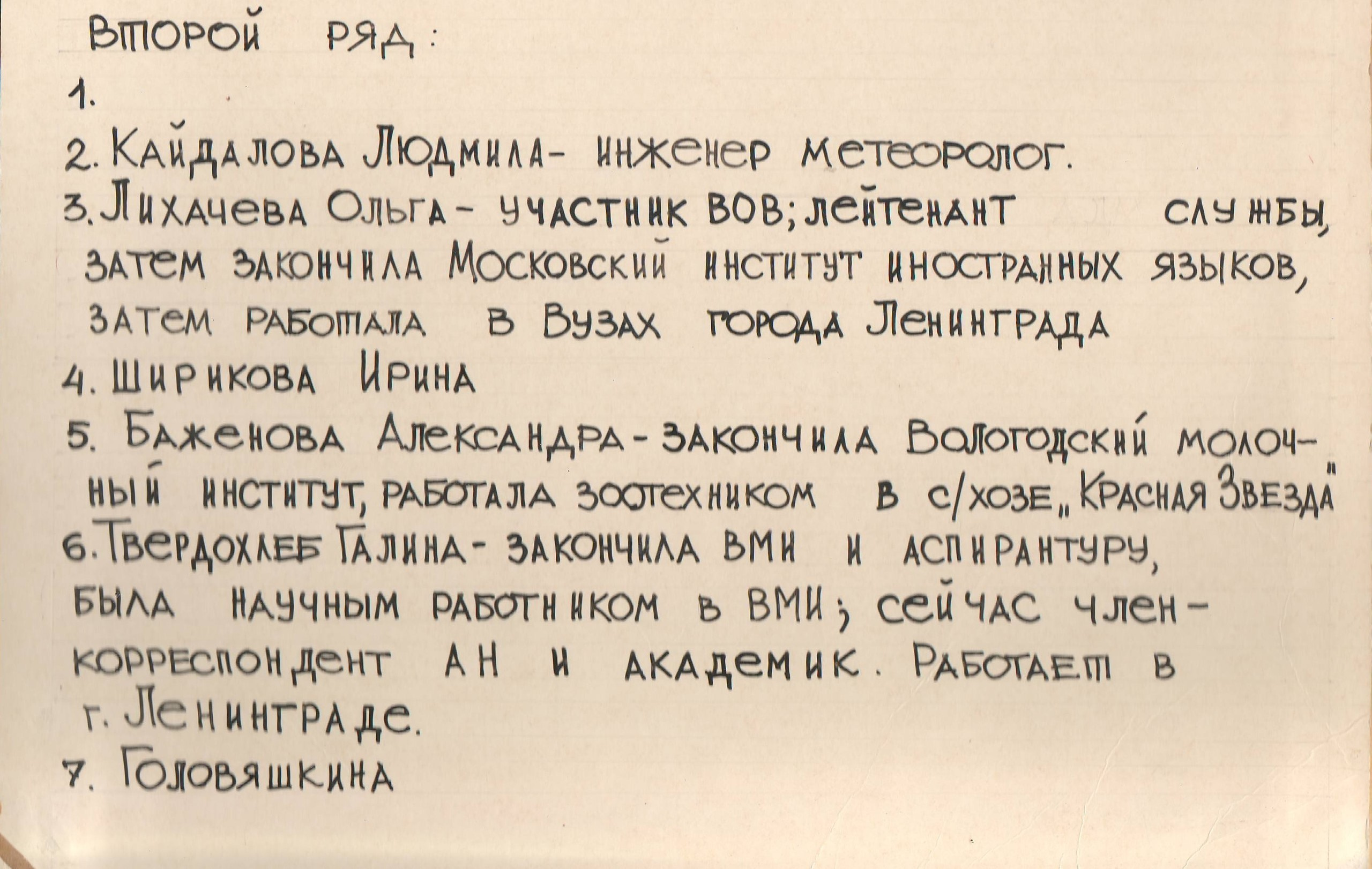 Выпуск 1941 г. Второй ряд