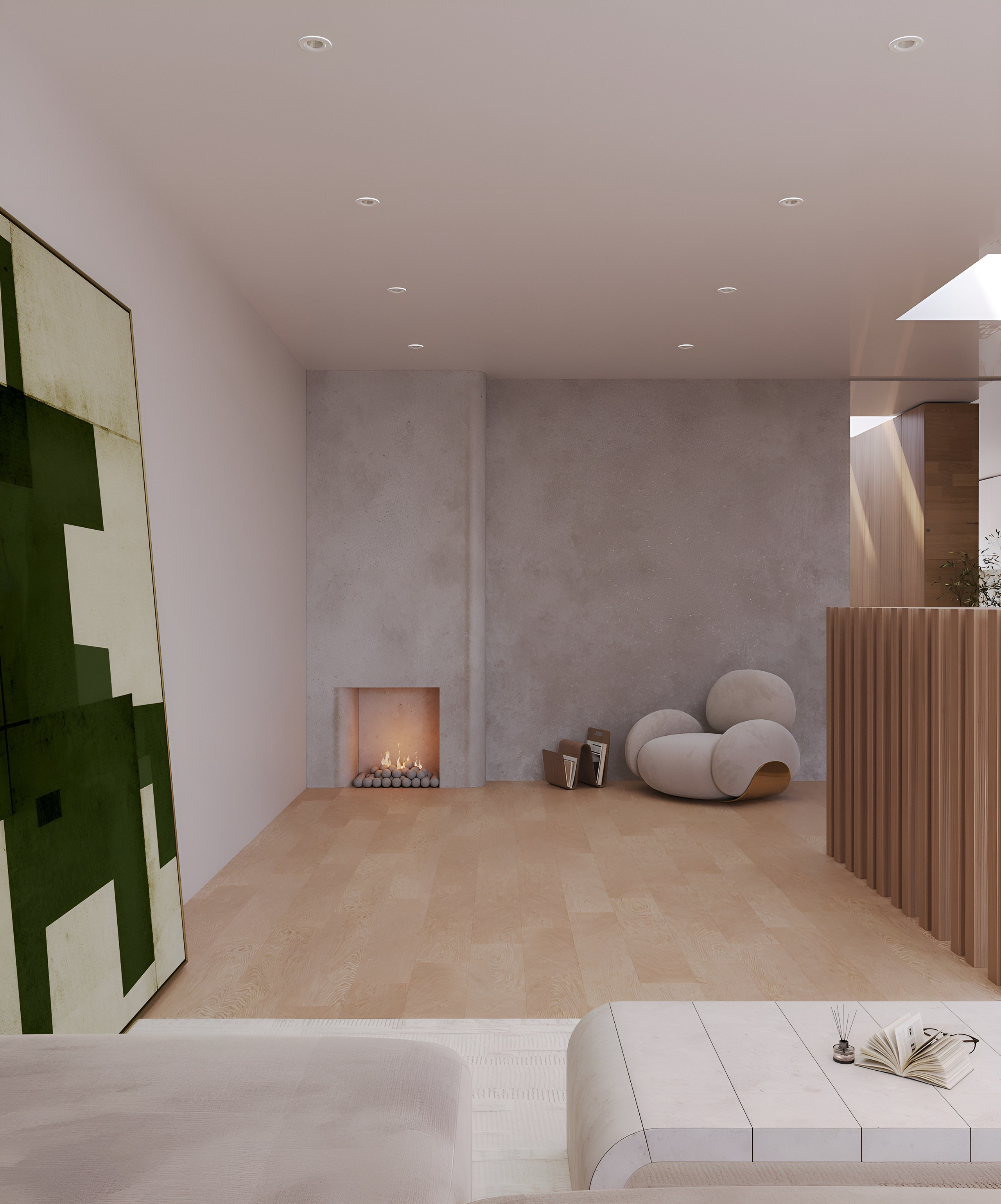 Кухня-гостиная с зенитными окнами. 3D Визуализация интерьеров жилых и коммерческих помещений