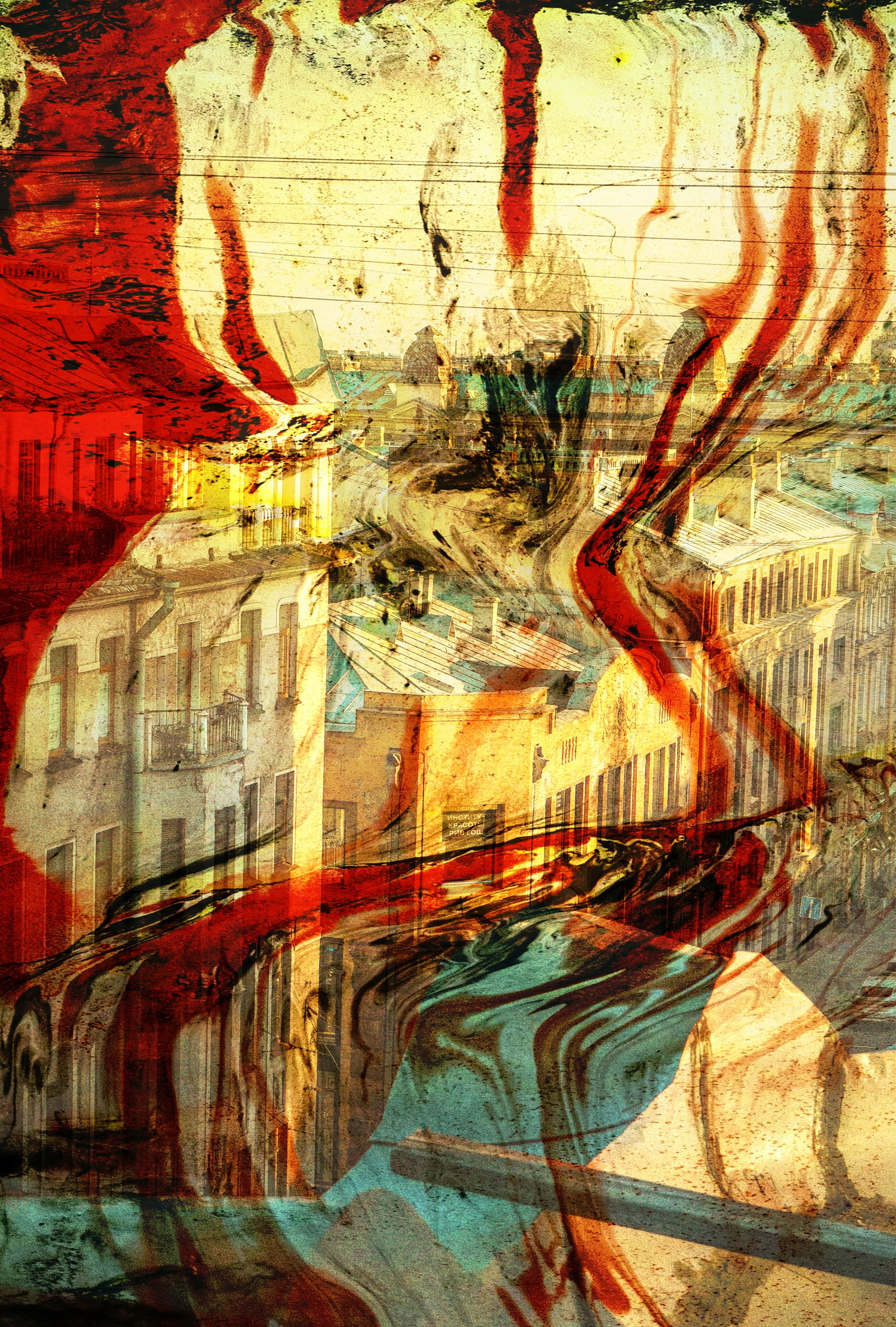 Сердце Петроградки фотоколлаж Большого проспекта  сфотографированный с крыши Петроградского острова