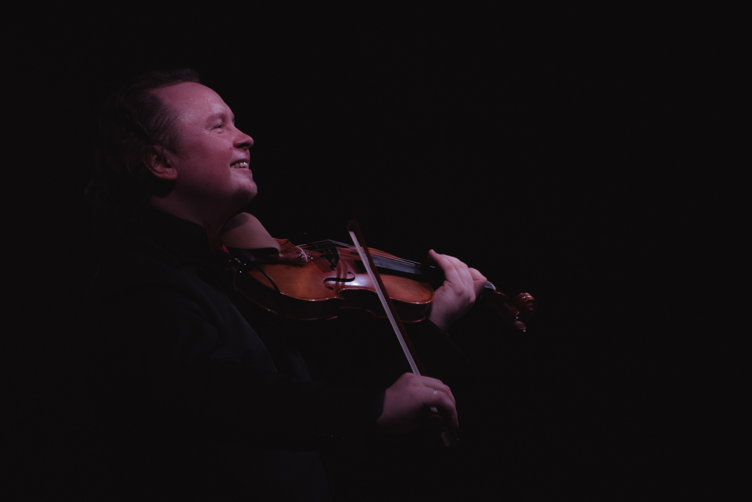 Скрипач на концерте в профиль