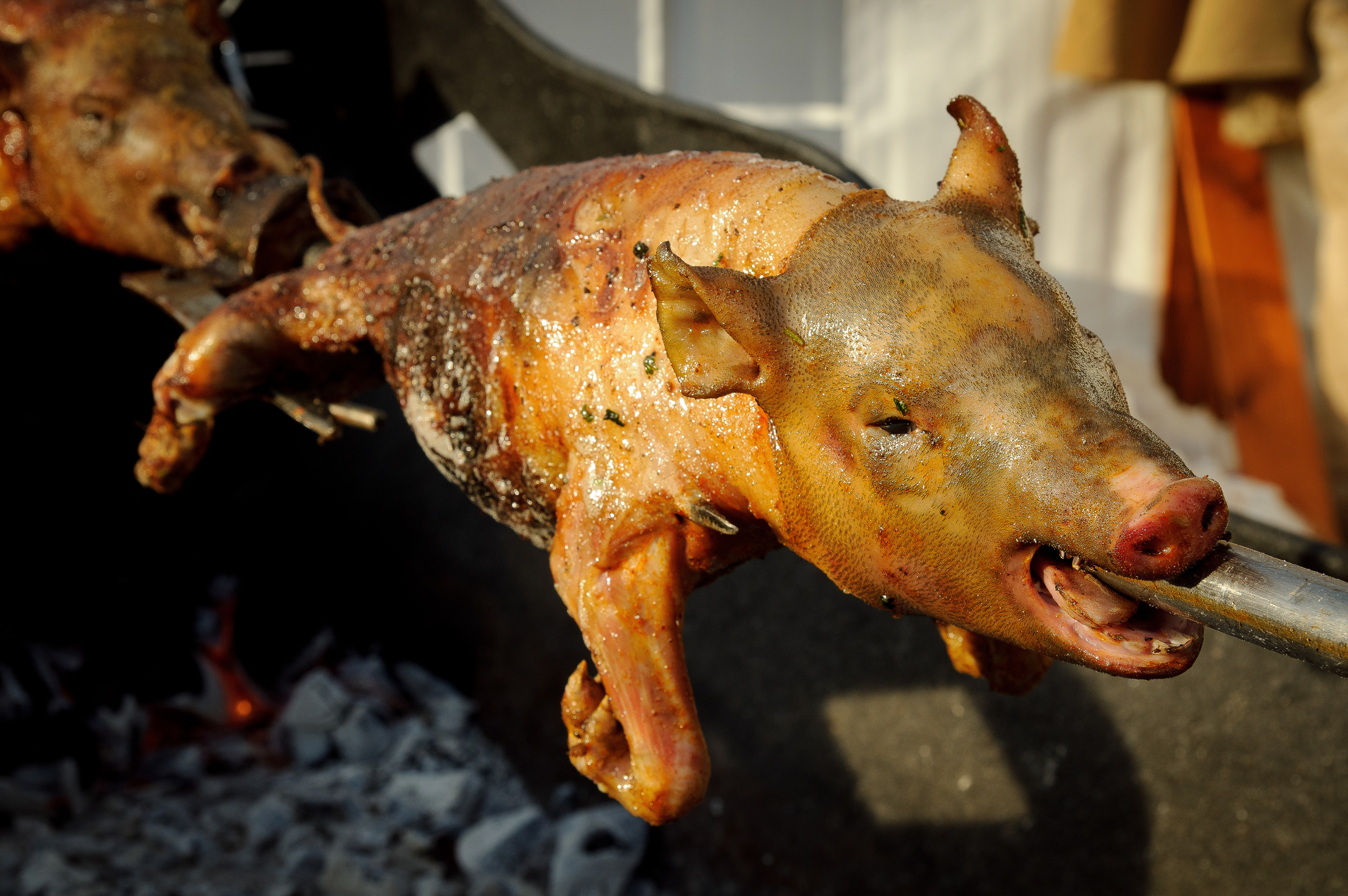 Жареный поросёнок на вертеле