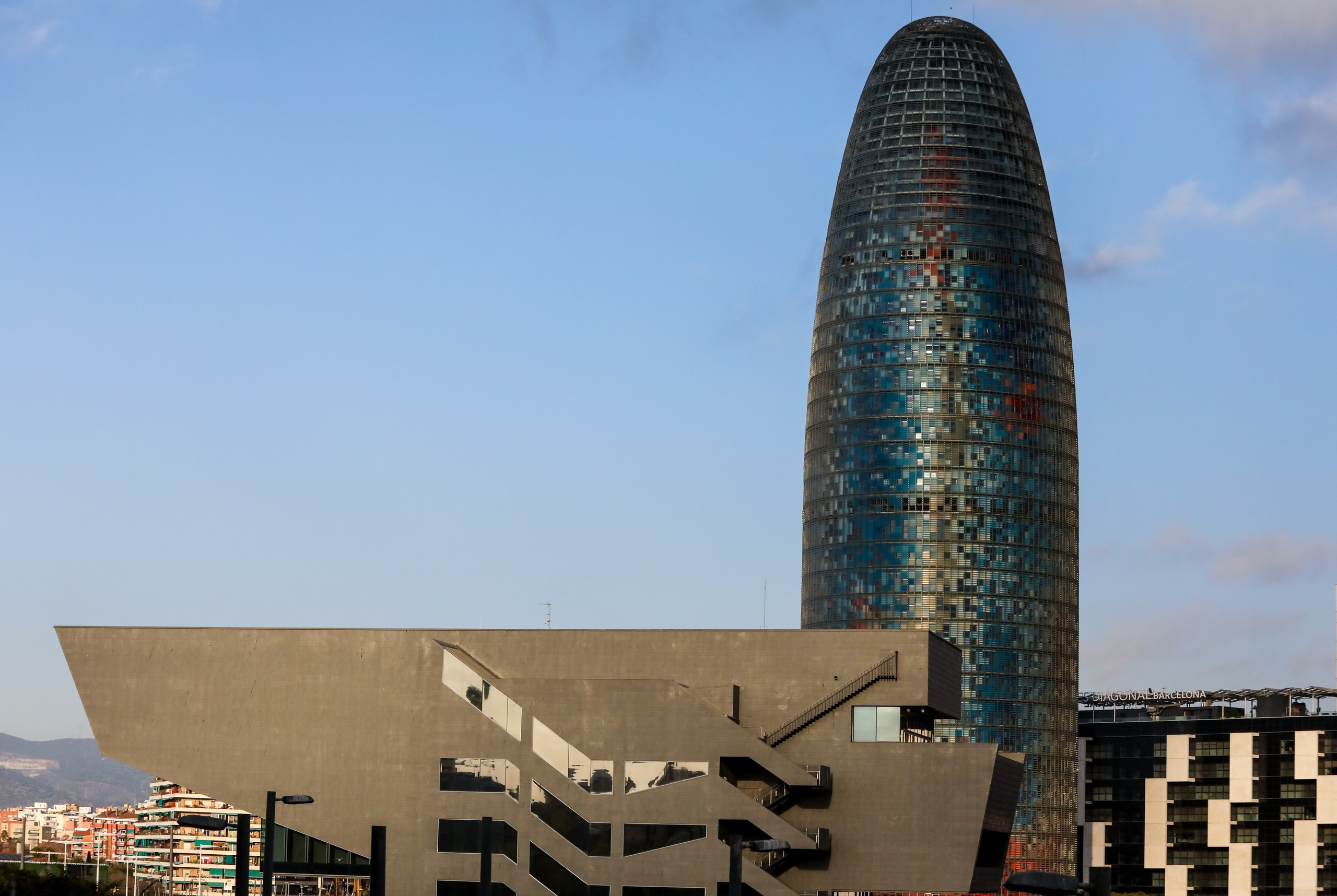 The Torre Glòries, formerly known as Torre Agbar, a distinctive skyscraper in Barcelona, Spain.