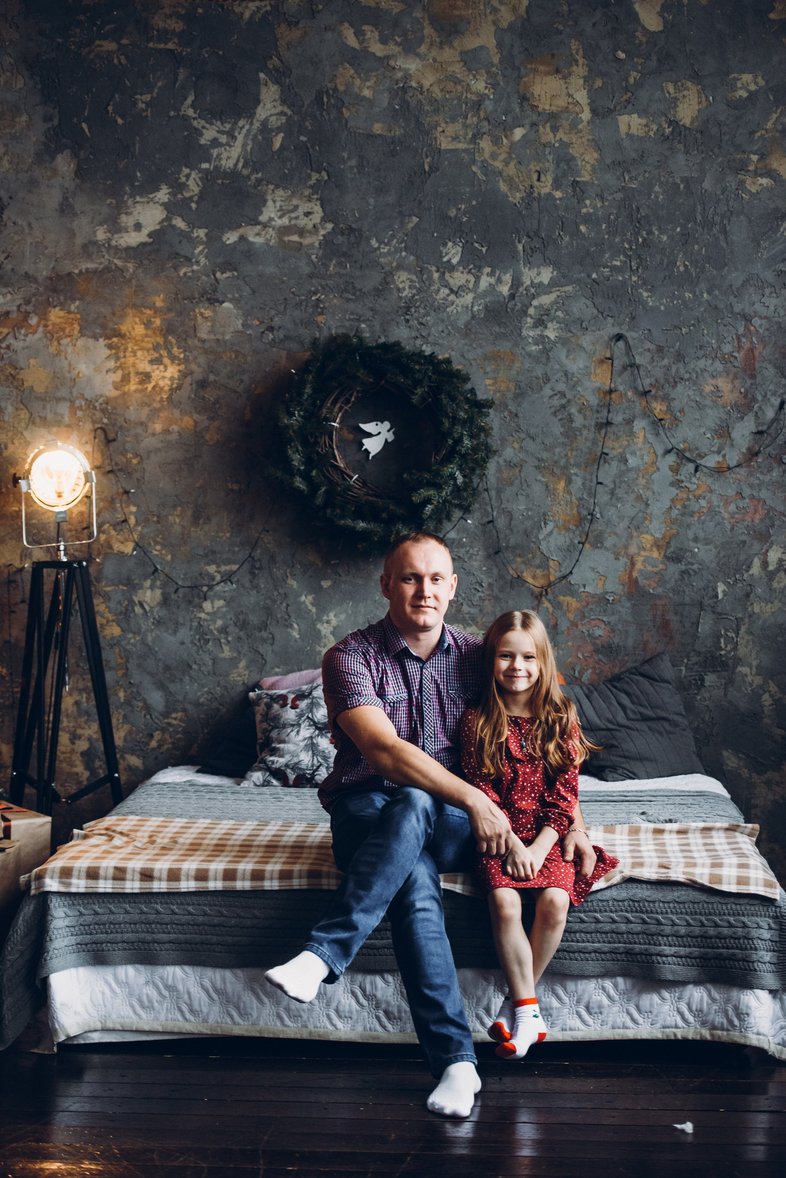 Новогодняя семейная фотосессия минск недорого папа дочь