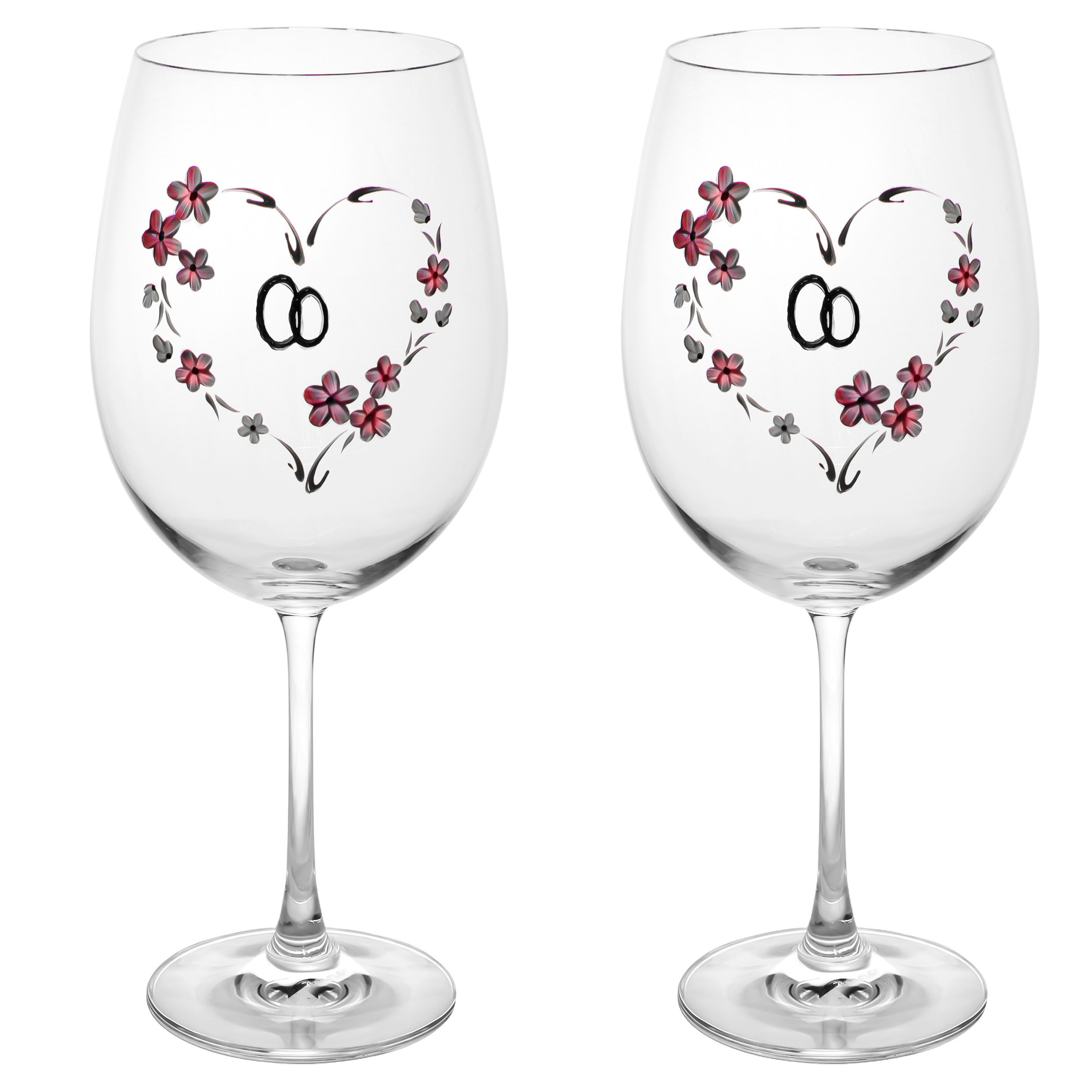 предметная фотография свадебные стеклянные бокалы на белом фоне