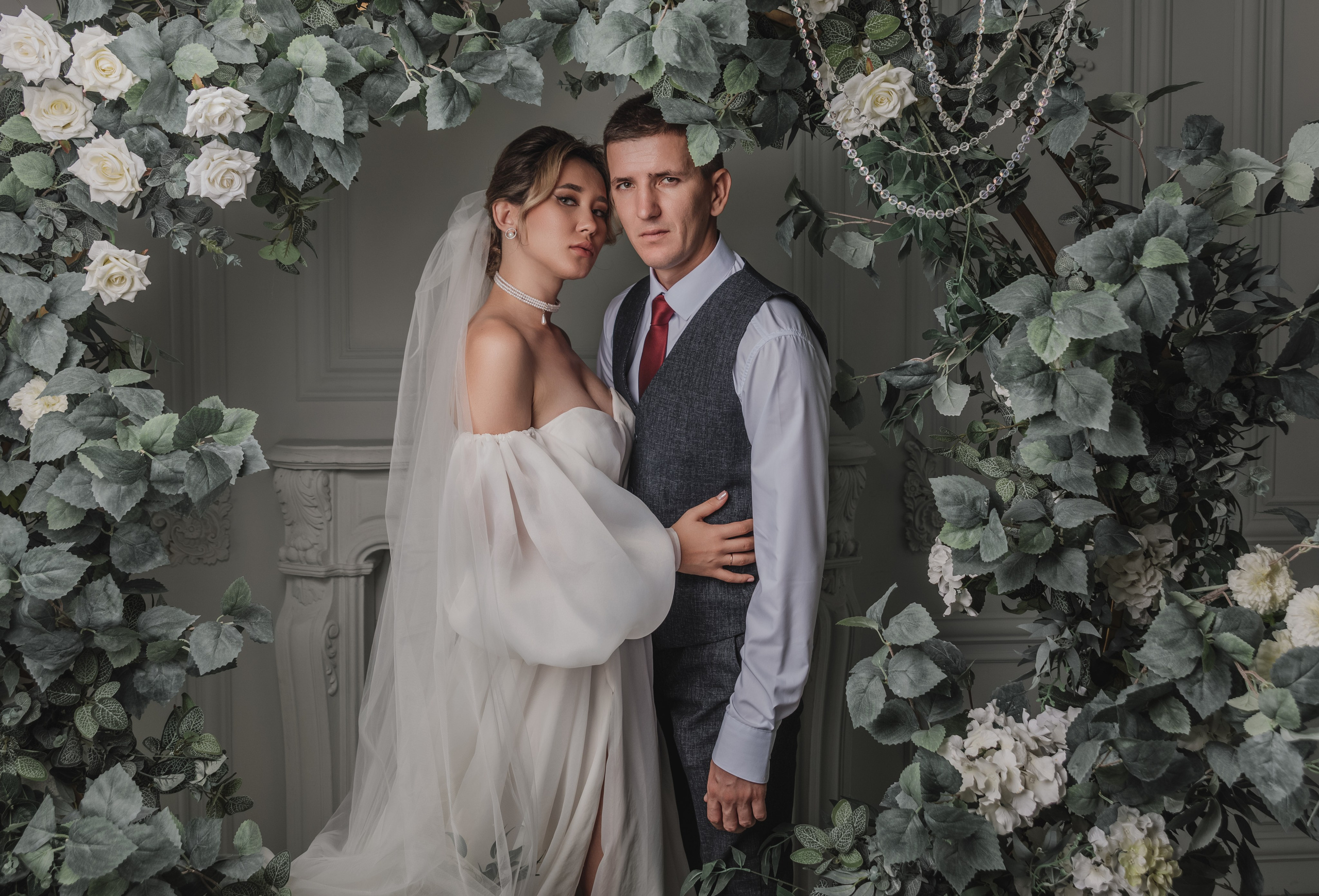 Свадебная фотосессия в фотостудии г. Саратова Яна и Сергей 28.08.2024. Свадебный фотограф, портретный фотограф в Москве и Саратове Оксана Анциферова