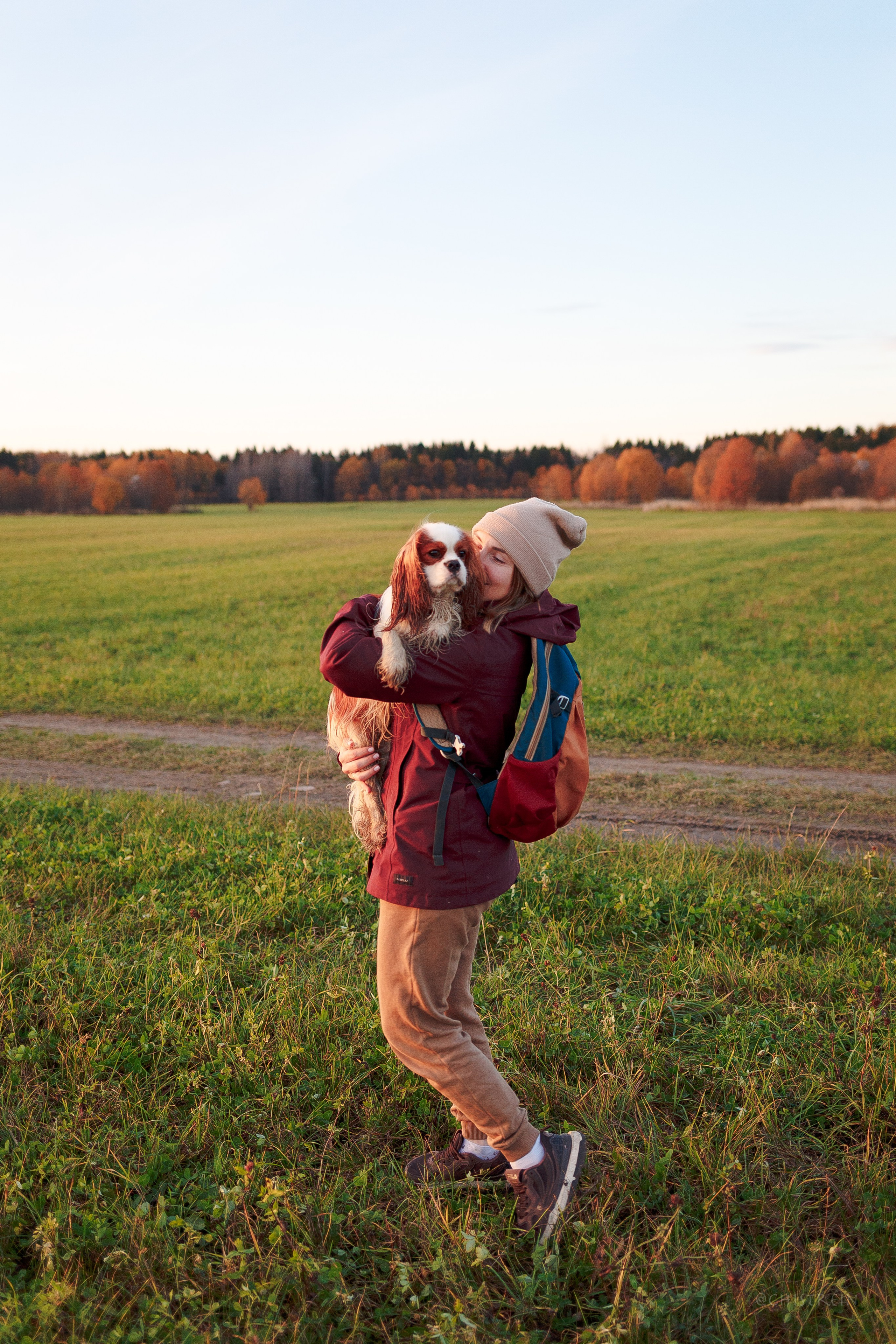 Октябрьский закат в полях. Алина и Лео. Фотограф-анималист Наталия Чистюхина в г. Сосновый Бор и ЛО
