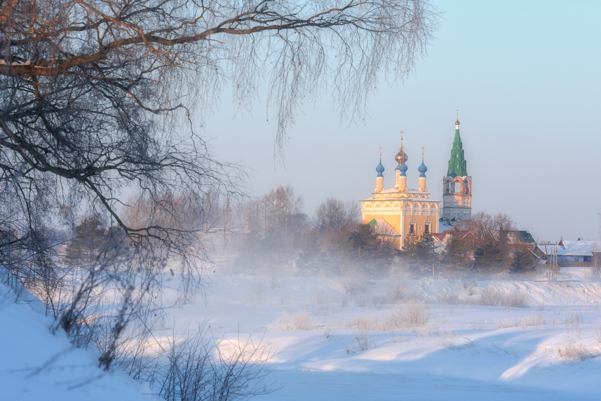 Зимний пейзаж в Дунилово. Вид на деревню Горицы. фотограф Андрей Баскевич