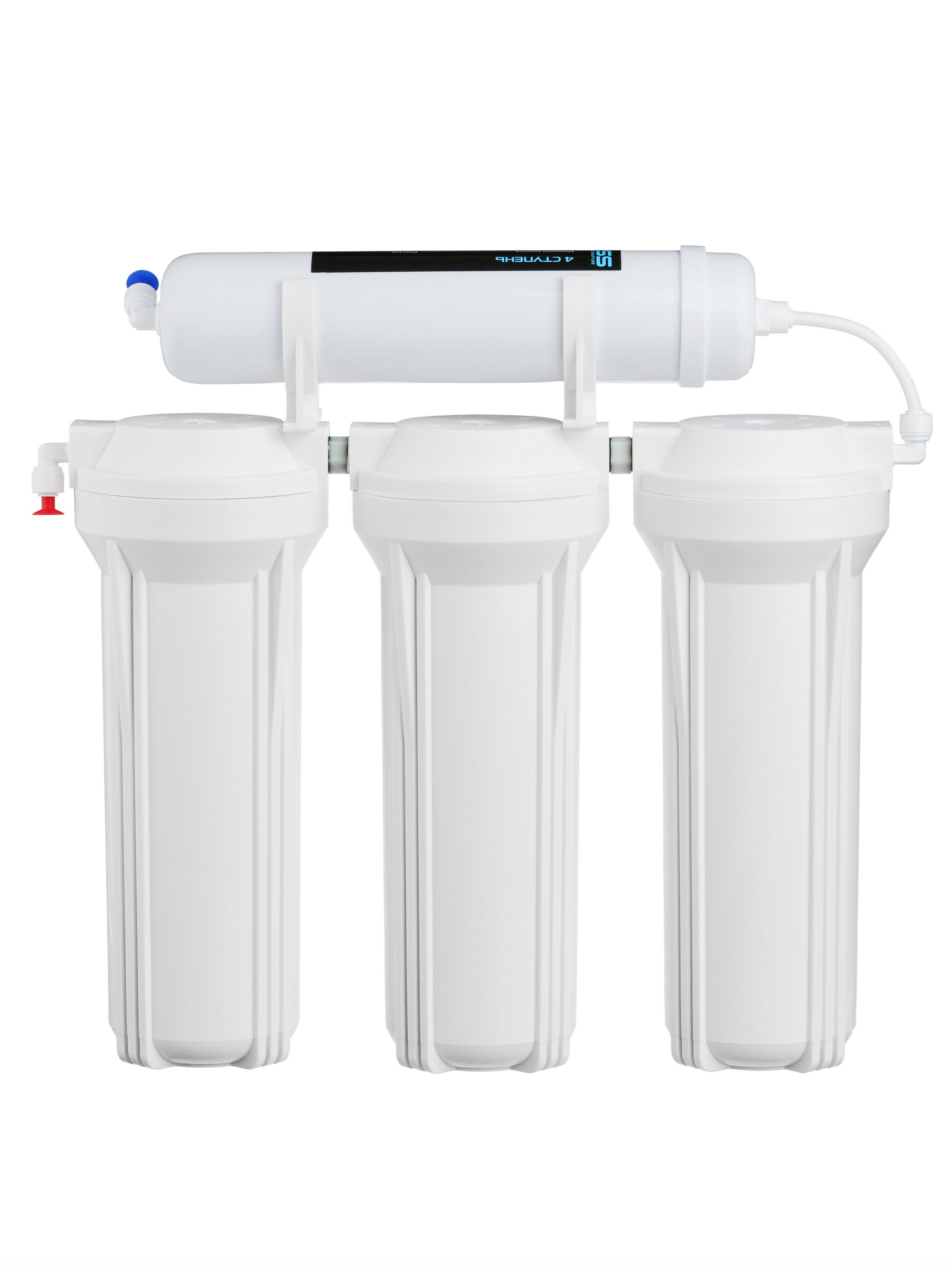 Задняя панель проточного фильтра для воды Экрусс — техническая съёмка для монтажной инструкции