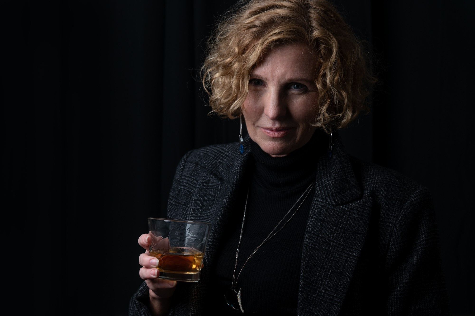 dramatic portrait noir style female woman girl person studio low key whisky glass Rehovot Israel