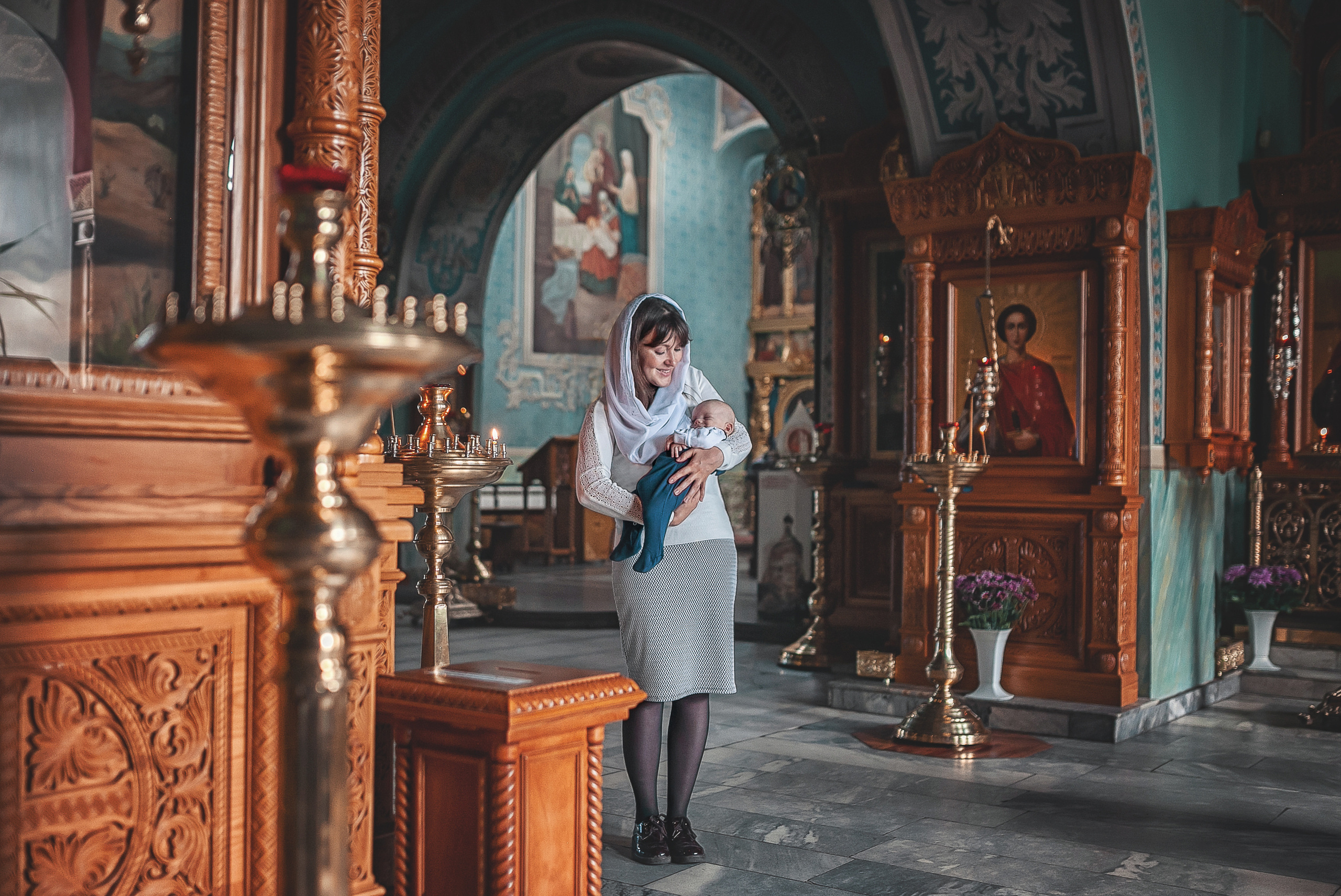 Крещение в храме Владимирской иконы Божьей Матери в Мытищах 1.10.2019. Фотограф крещения и венчания Антонова Надежда г. Москва