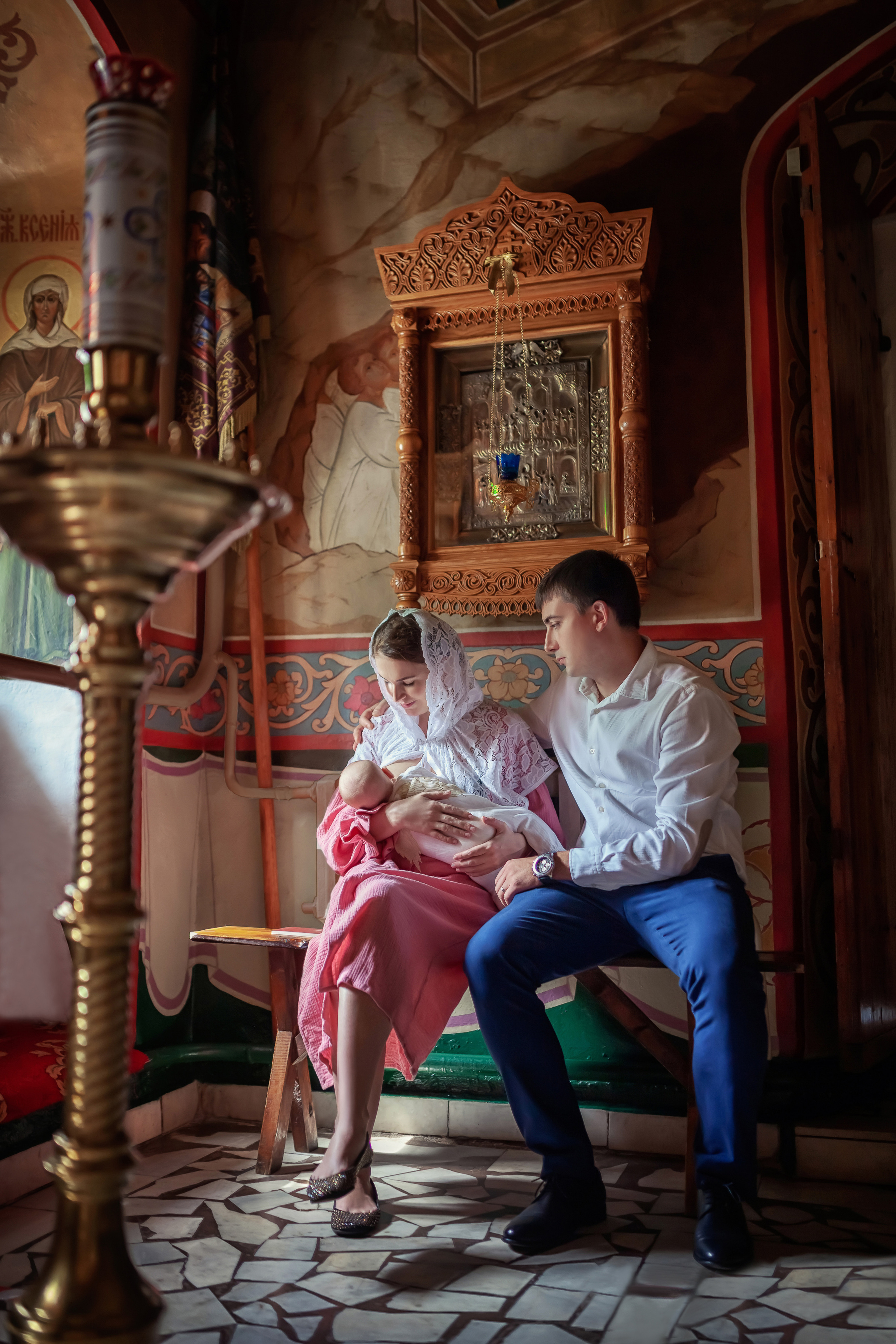 Крещение в храме Сергия Радонежского в Комягино 2020. Фотограф крещения и венчания Антонова Надежда г. Москва