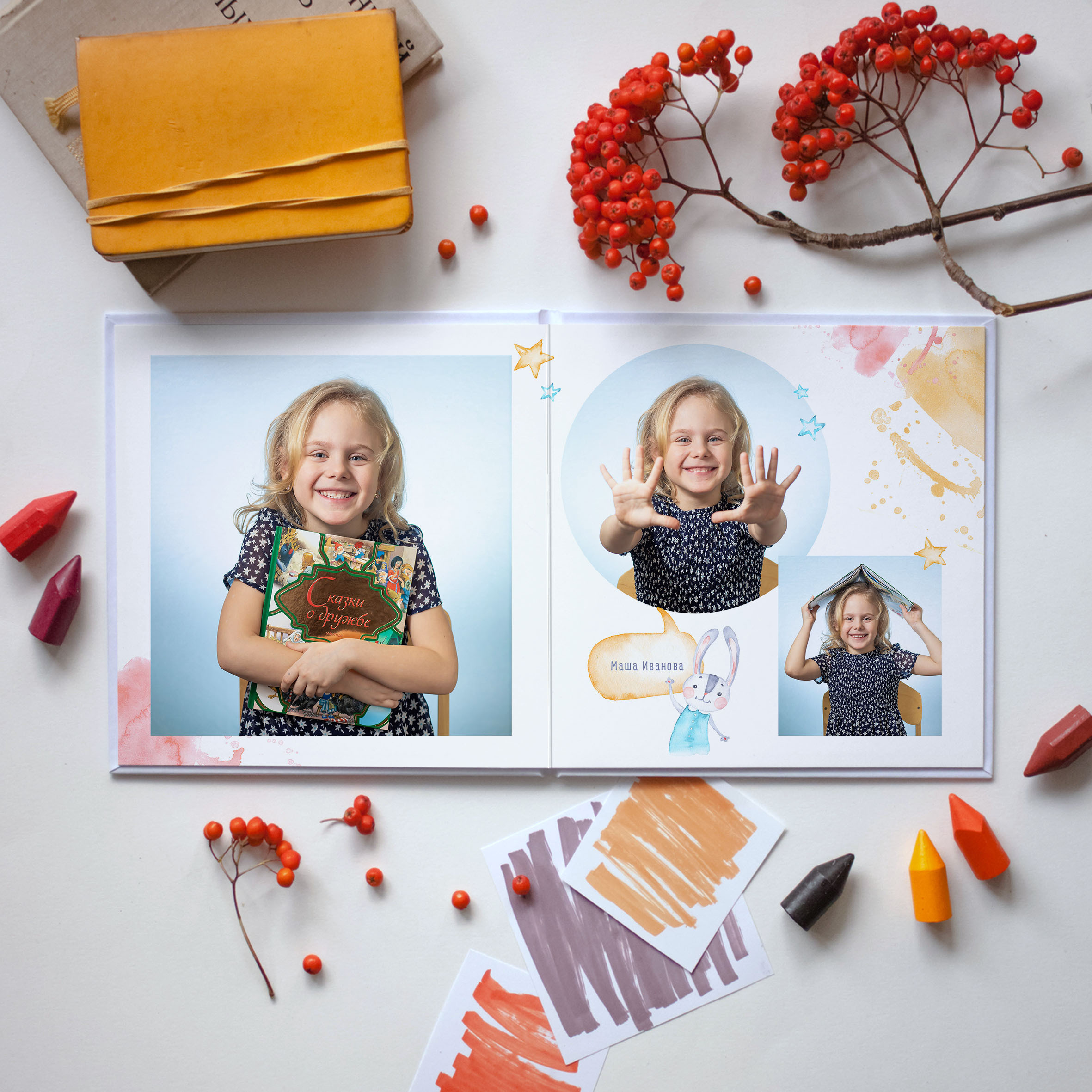Фотокнига 3 разворота 20*20 см. Семейный фотограф в Перми Ольга Гилева. Выпускные альбомы