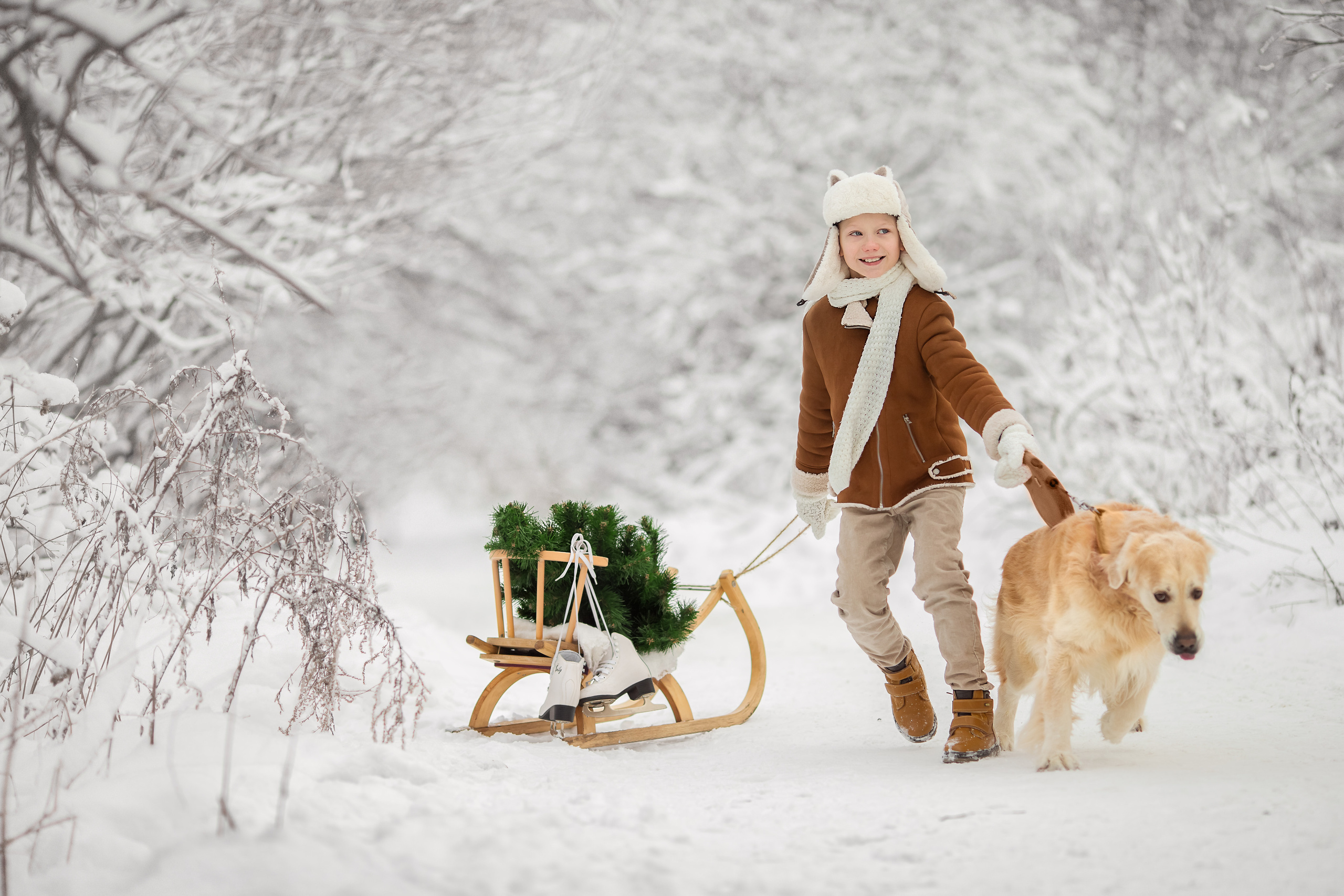 Фоторогулка в заснеженном лесу. Детский и семейный фотограф в Санкт-Петербурге Ольга Стырова