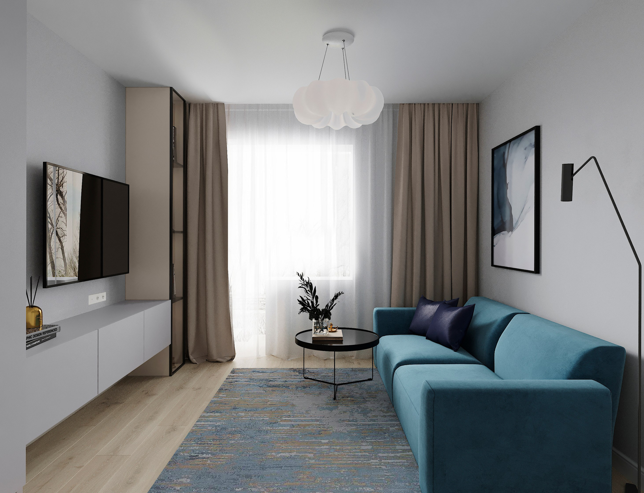 Интерьер в современном стиле с яркими акцентами г. Москва. Lina architector | Дизайн интерьера