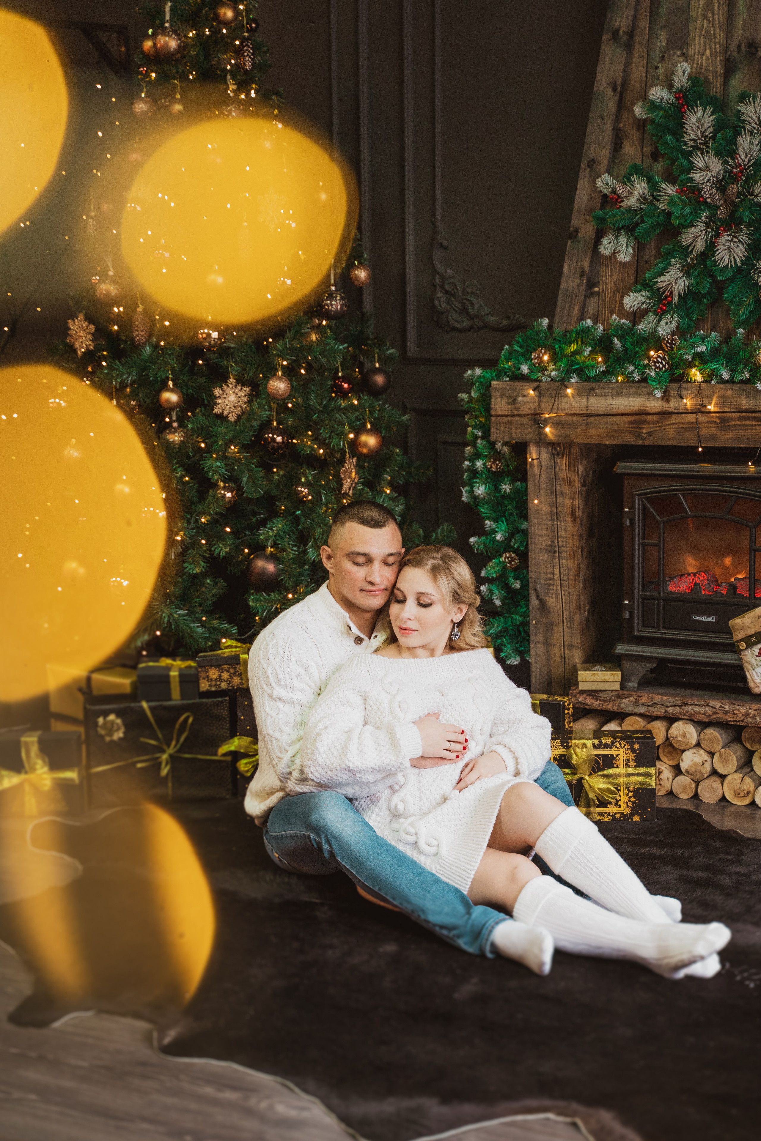 Новогодняя фотосессия беременности в студии. Анна и Кирилл. Свадебный и репортажный фотограф в Уфе| Осетрова Ольга