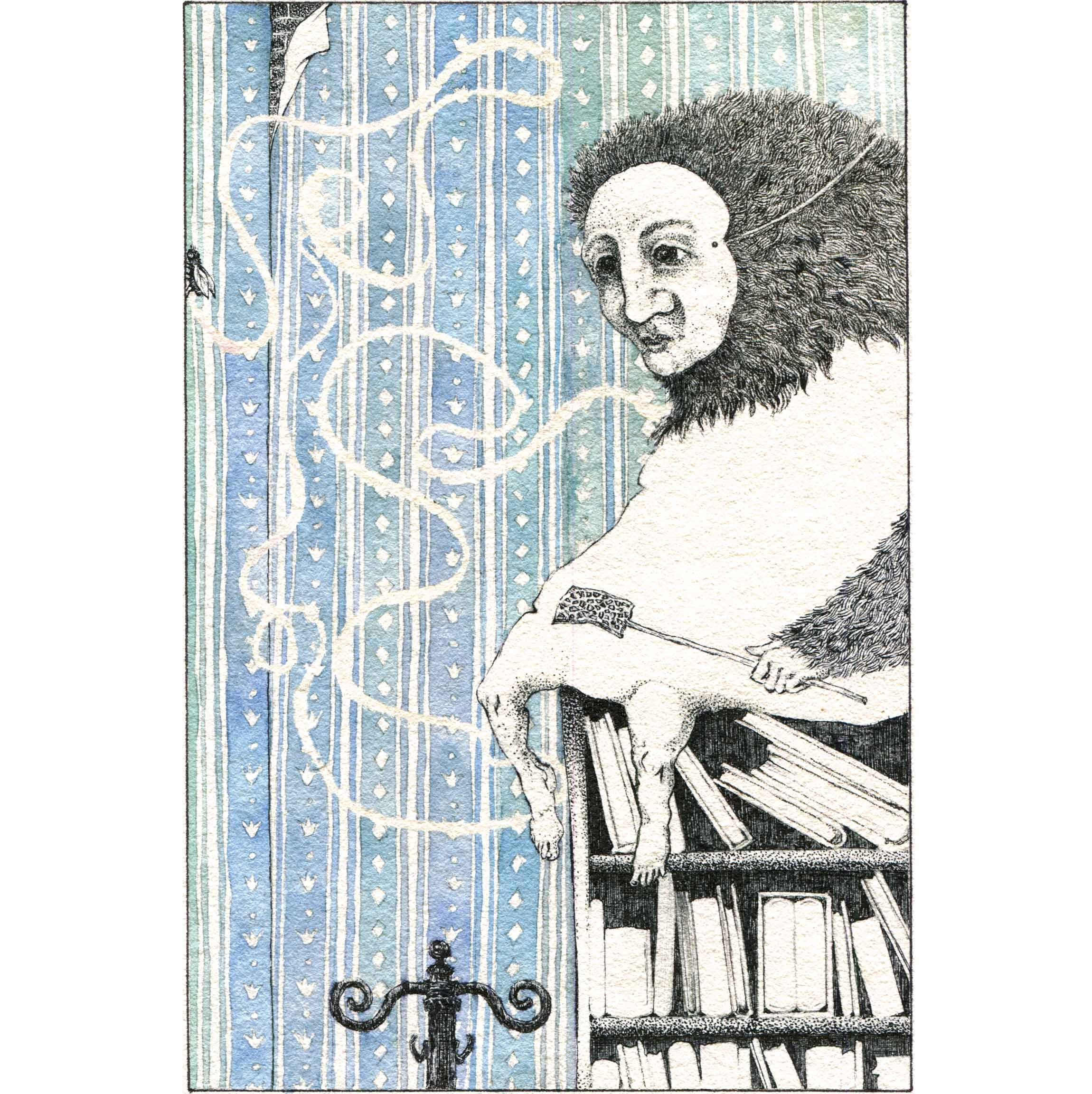 ЛОВЦЫ БЛОХ I. триптих. акварель, тушь графика художник Перепеченова Анна