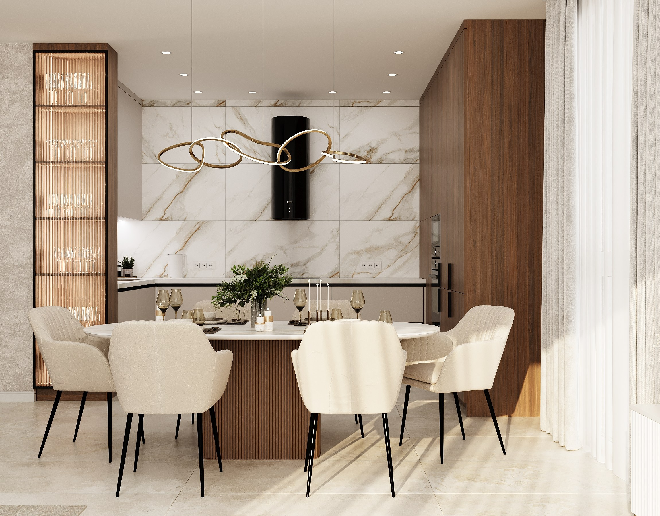 Кухня-гостиная в доме г. Артем. Дизайн интерьера / Дизайн-проект / Лебедь Юлия