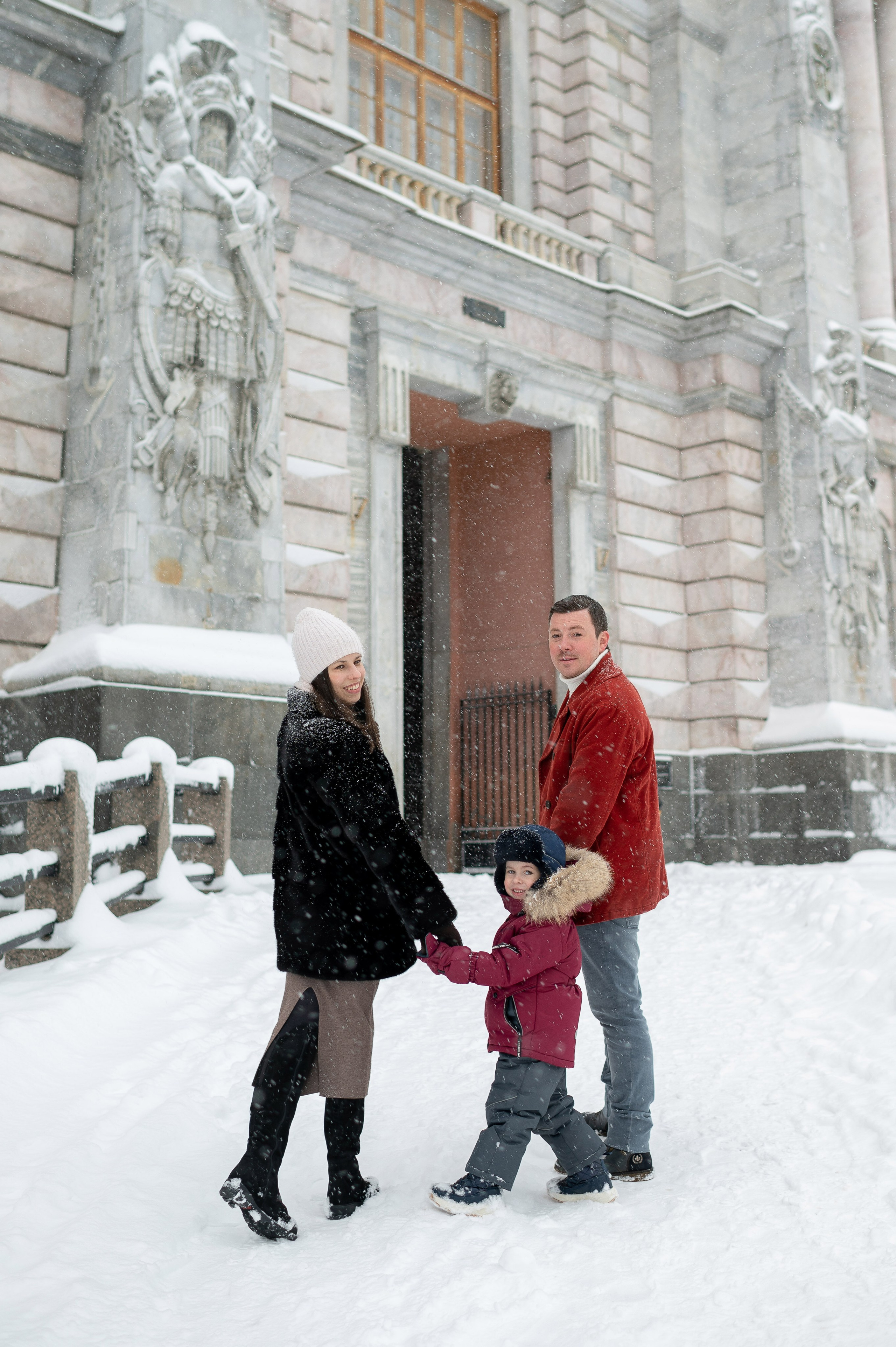 Зимняя прогулка Валерия, Андрей и Егор. Портретный, семейный и свадебный фотограф в Санкт-Петербурге и в Пушкине Ширяев Денис