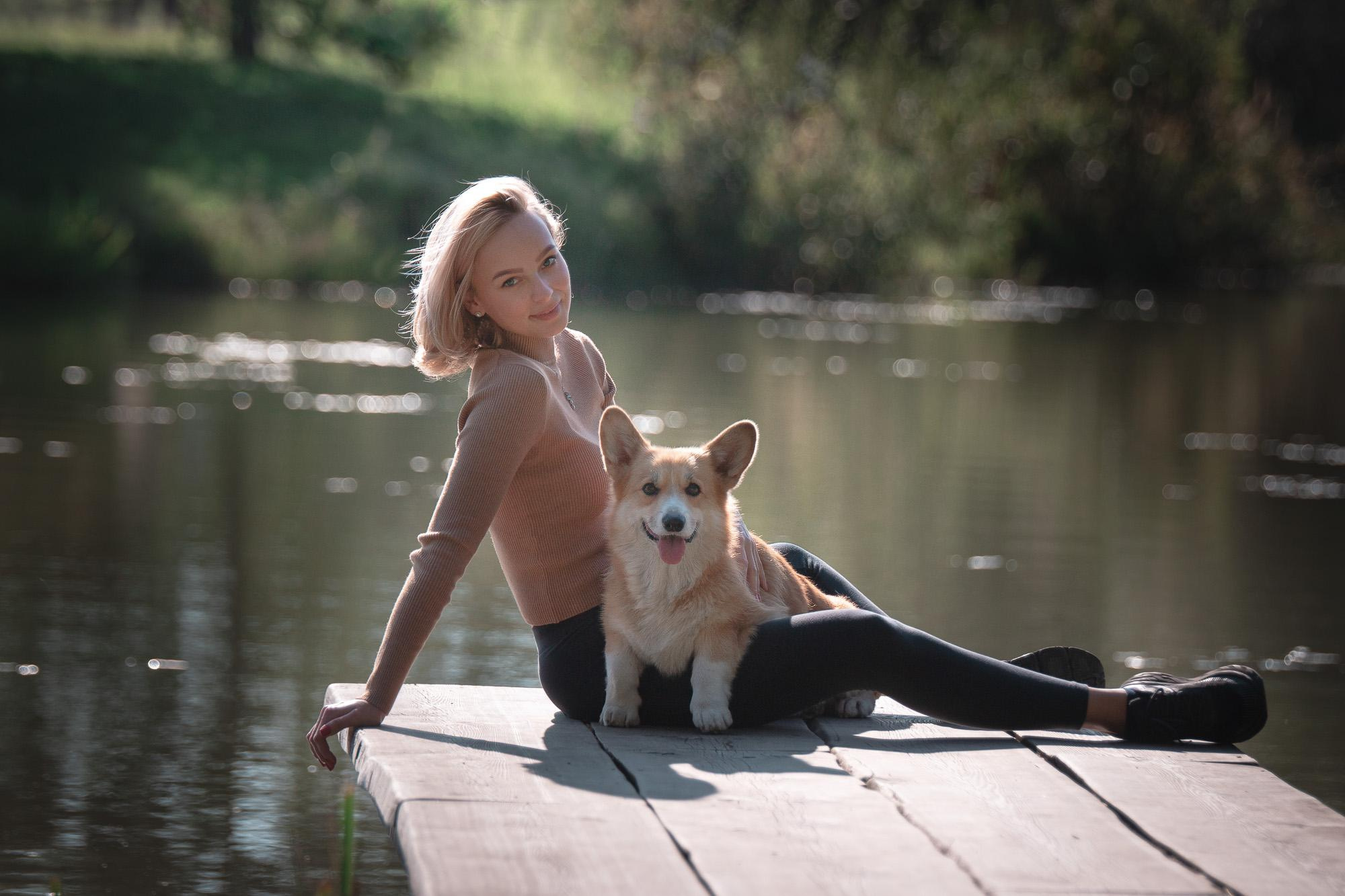 Полина и Вегас в Мещерском парке. Фотограф анималист, семейный фотограф, фотограф собак Комратова Мария. г. Москва