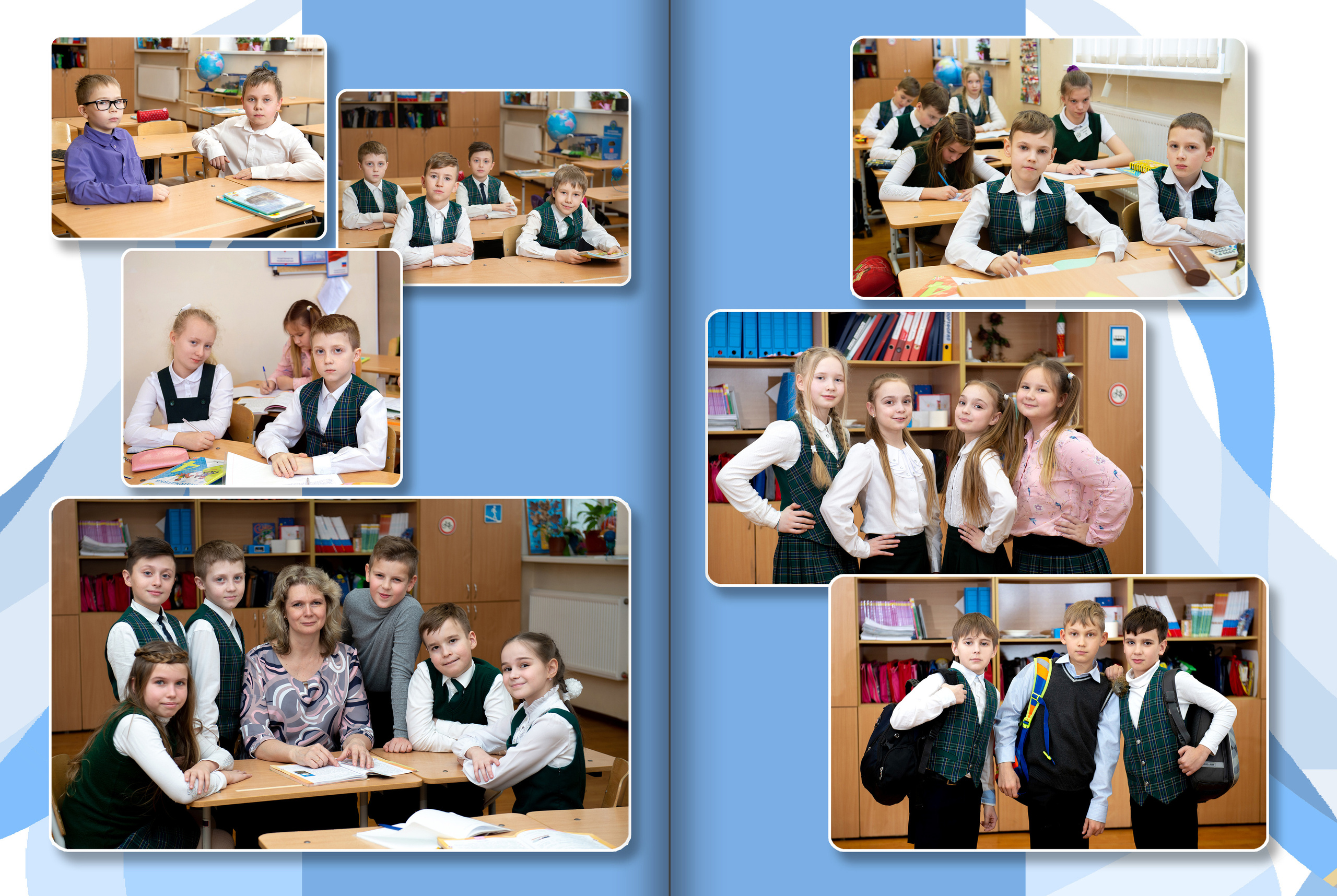 Дизайн альбома для 4 класса Голубой. Выпускные альбомы — Студия Максимус Санкт-Петербург