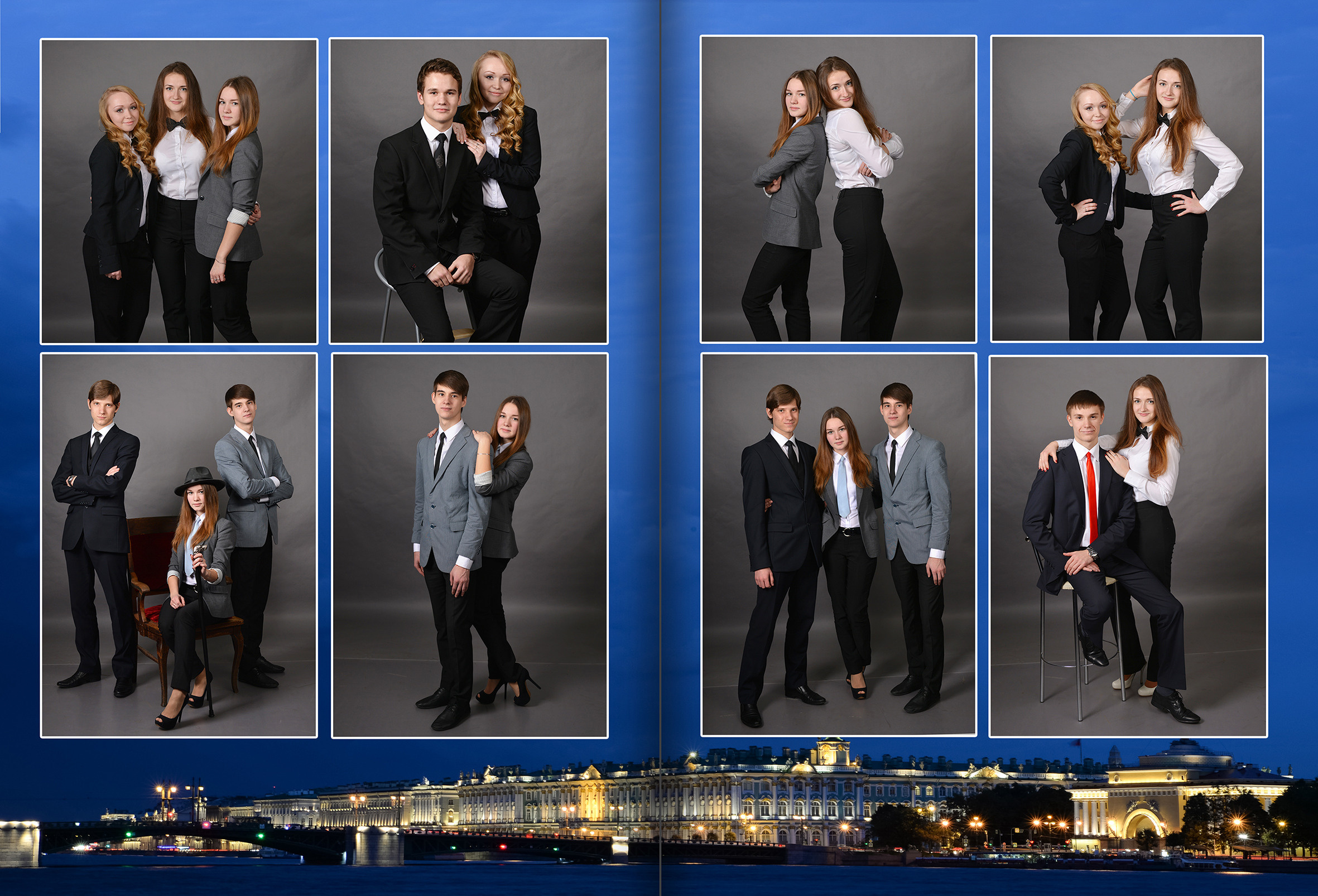 Оформление выпускного альбома  9 - 11 класс дизайн Огни Петербурга. Выпускные альбомы — Студия Максимус Санкт-Петербург