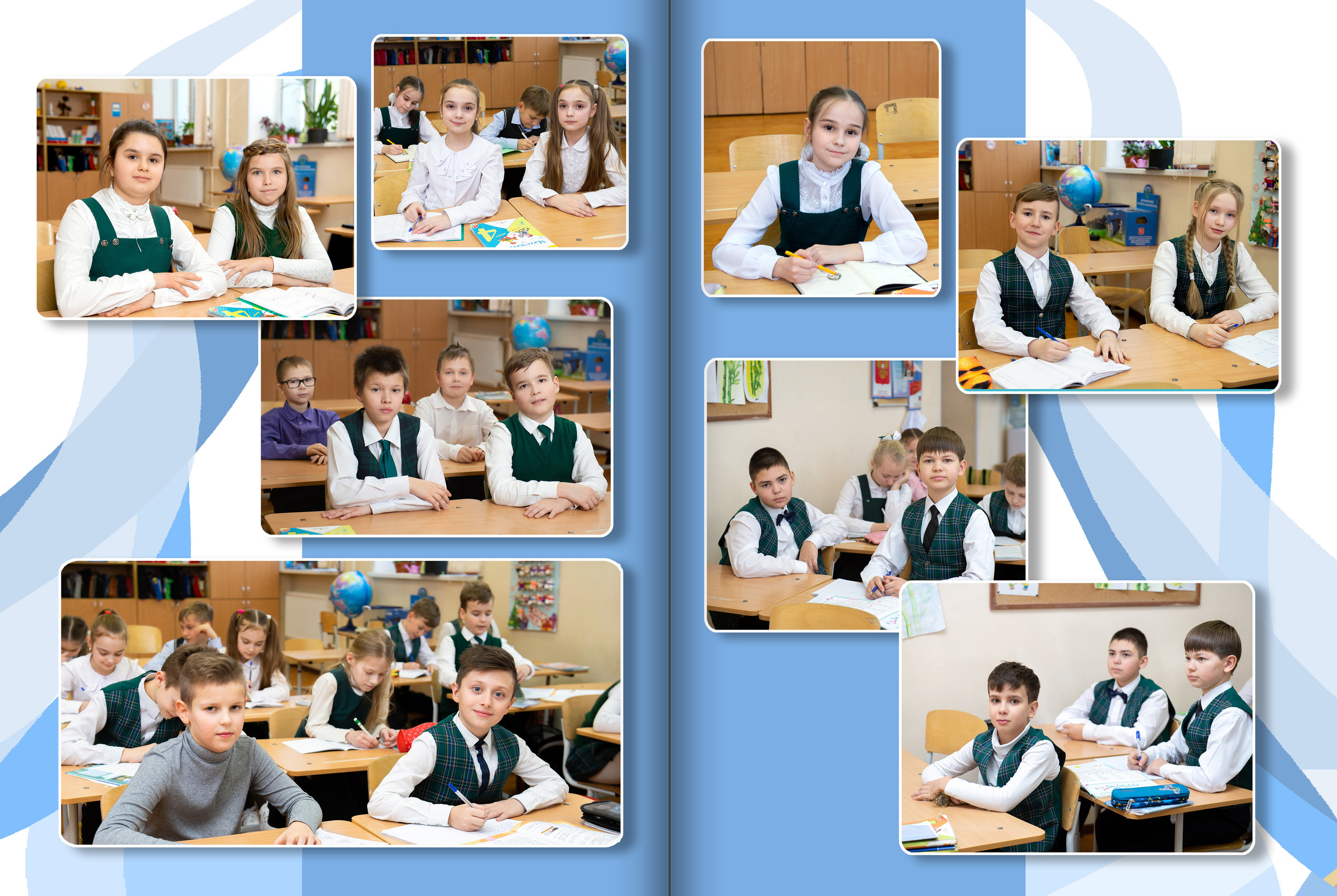 Дизайн альбома для 4 класса Голубой. Выпускные альбомы — Студия Максимус Санкт-Петербург