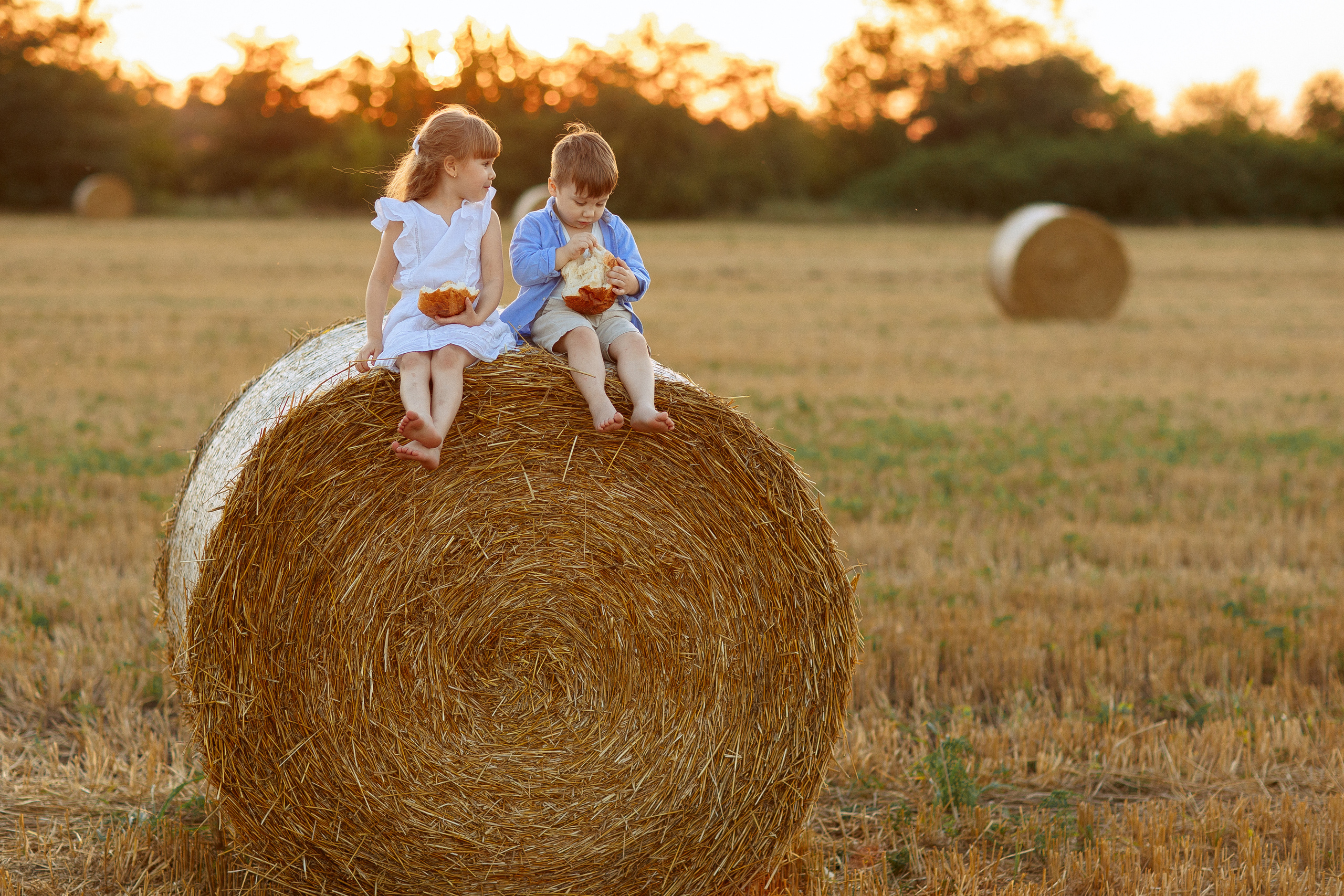 Фотосессия в поле со стогами сена в Краснодаре. Семейный и детский фотограф в Краснодаре Анна Трашкова