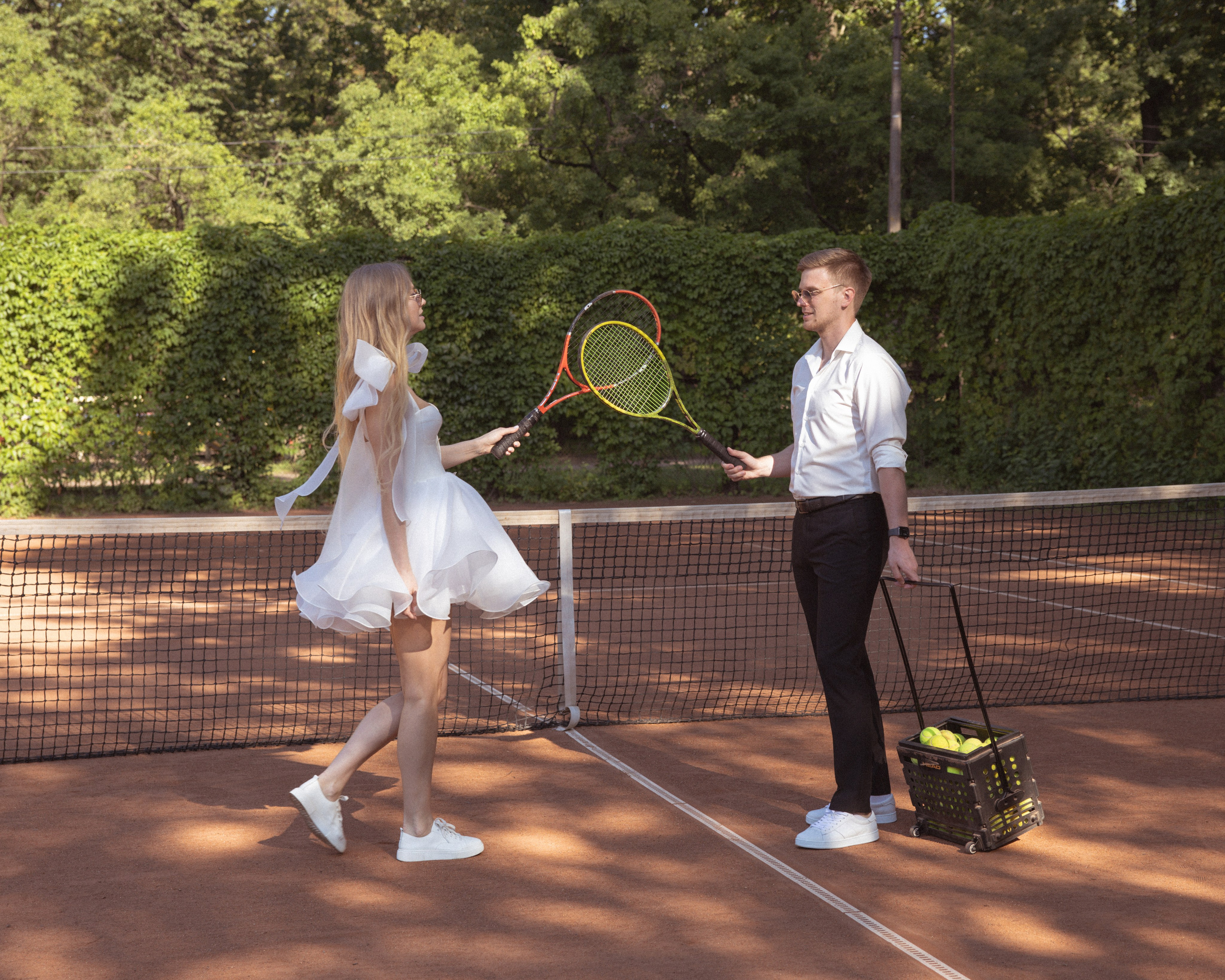 Свадебная лавстори на теннисном корте. Фотограф в Санкт-Петербурге Вагнер Юлия