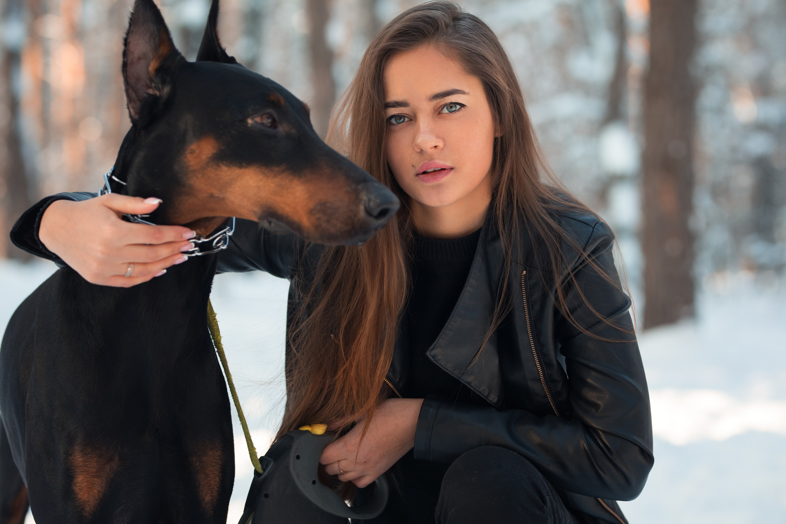Зимняя съемка в лесу с доберманом с Ольгой в формате для «себя»