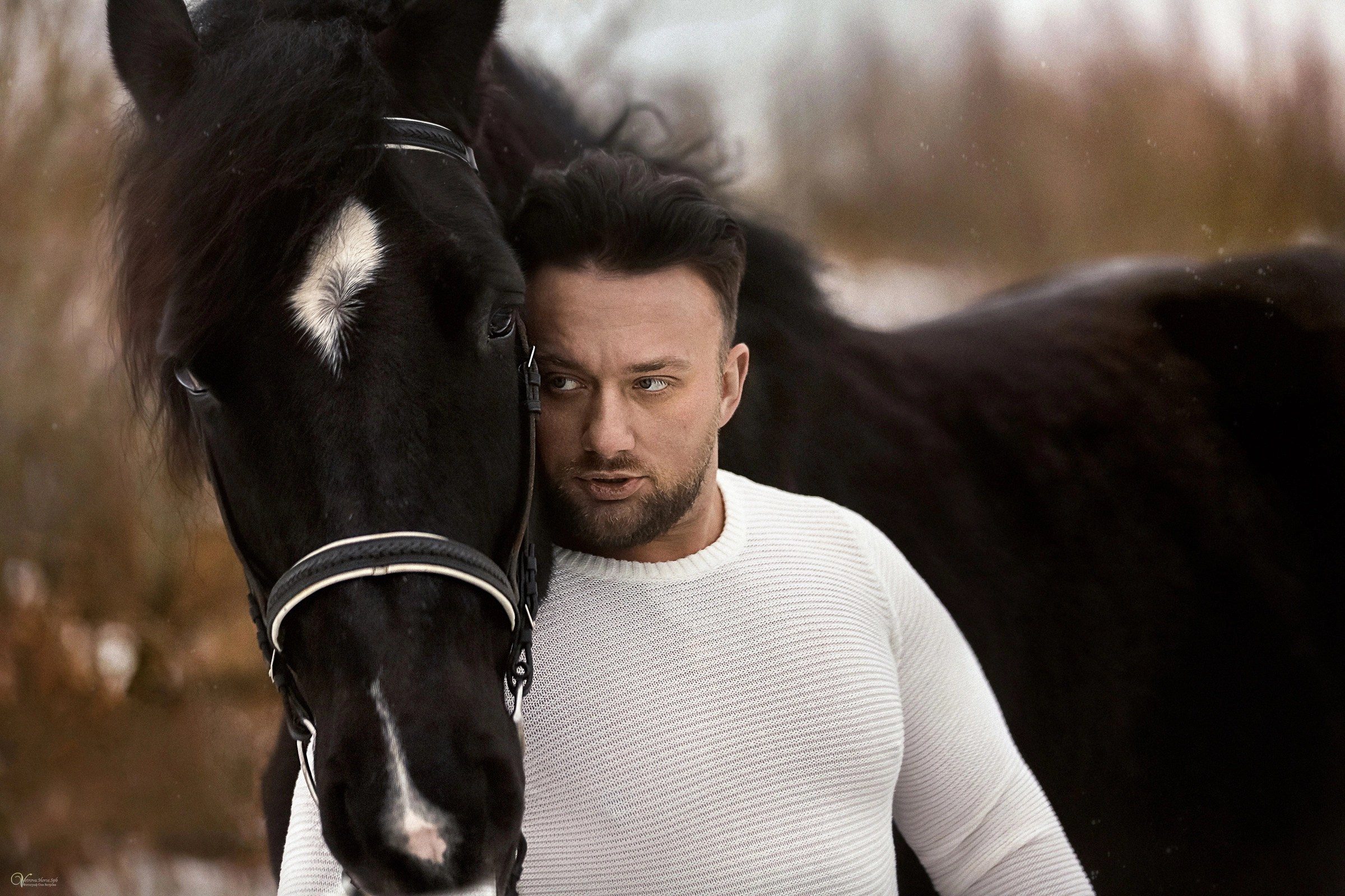 Фотосессии с лошадьми зимой. Фотограф женский и мужской портрет Санкт-Петербург