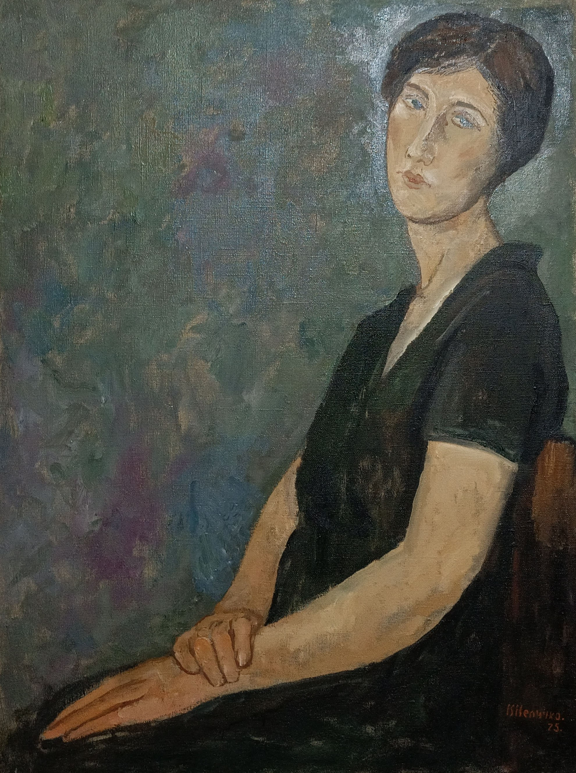 «Девушка в черном платье» 1975 год. Художник Величко Вадим Семёнович