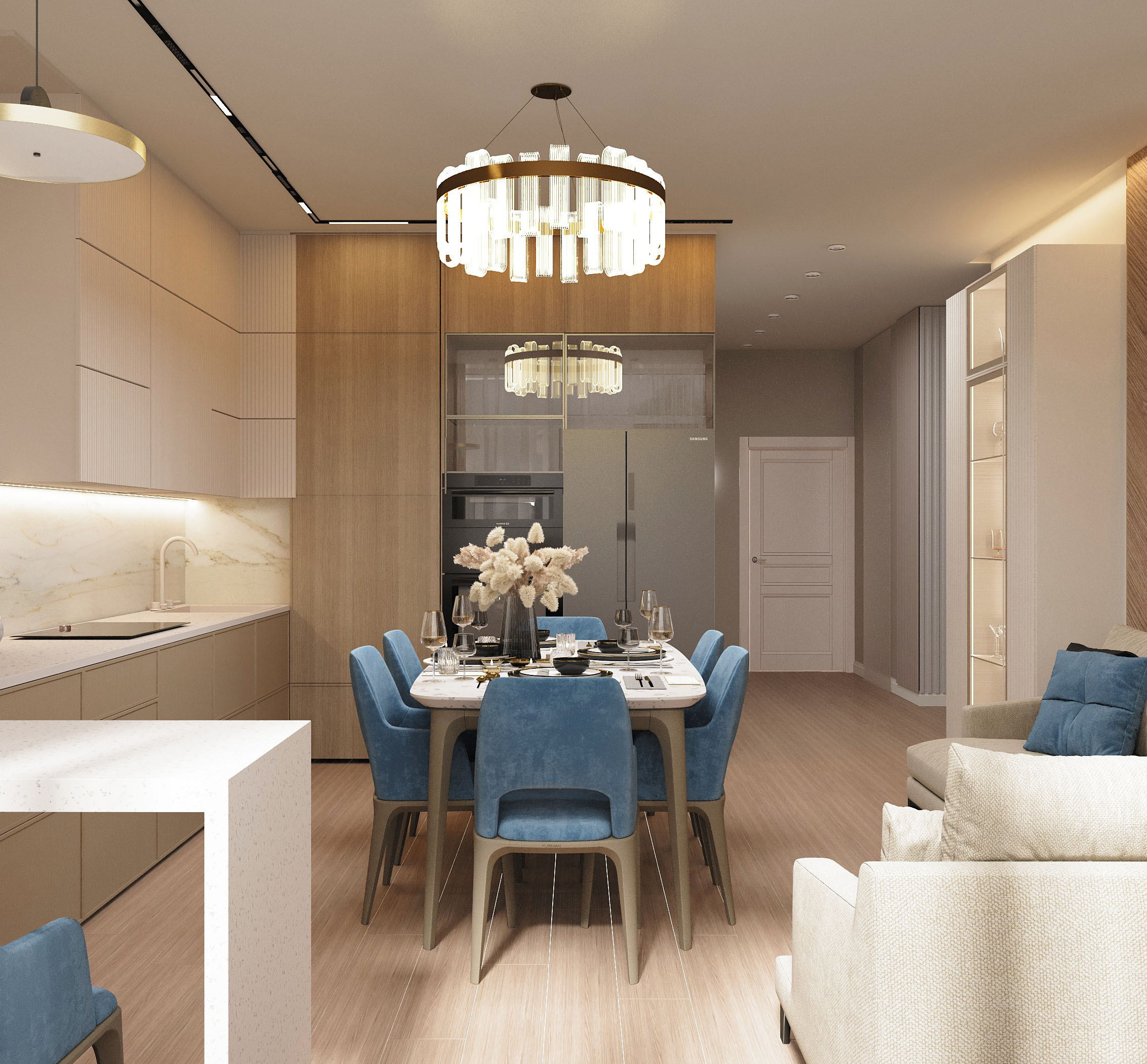 Визуализация, ЖК Седьмой Континент, вдохновение, интерьер, визуализация, кухня, ODS