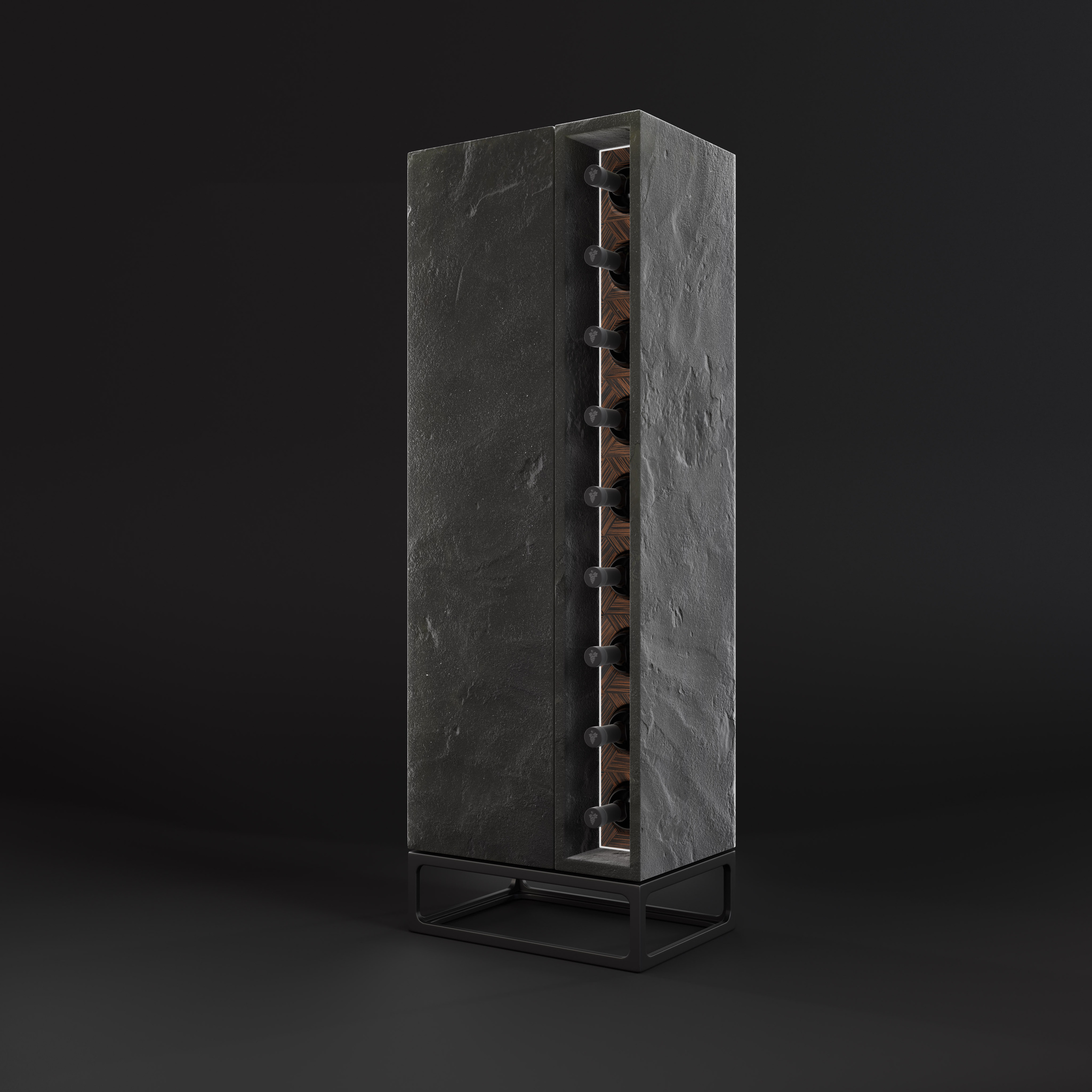 Визуализация, предметная визуализация, мебель, визуализация, мебель из камня, винный шкаф, вдохновение, интерьер, визуализация, минмализм, ODS