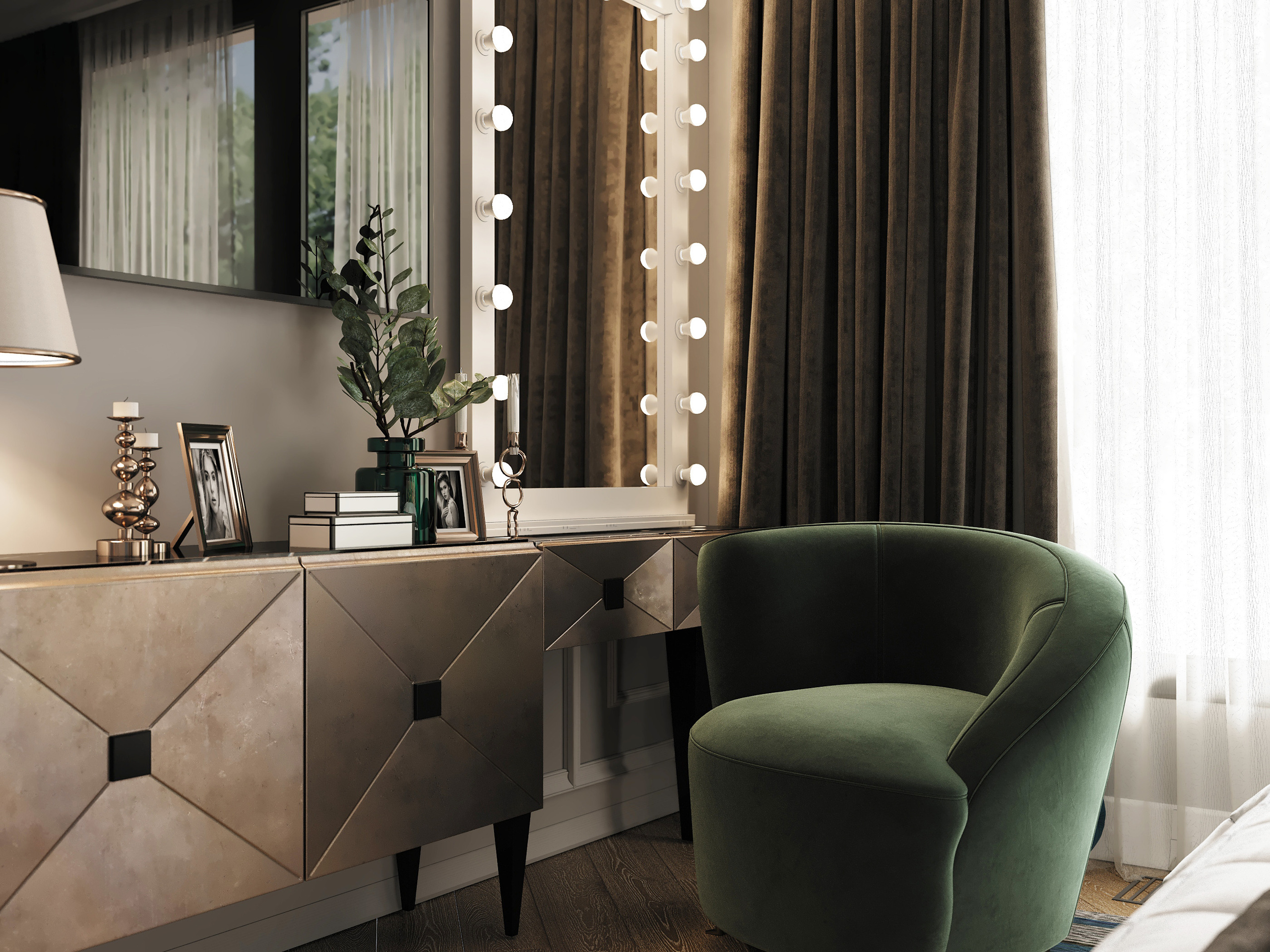 Визуализация, частный дом в Немецкой деревне, вдохновение, интерьер, визуализация, спальня, минмализм, ODS