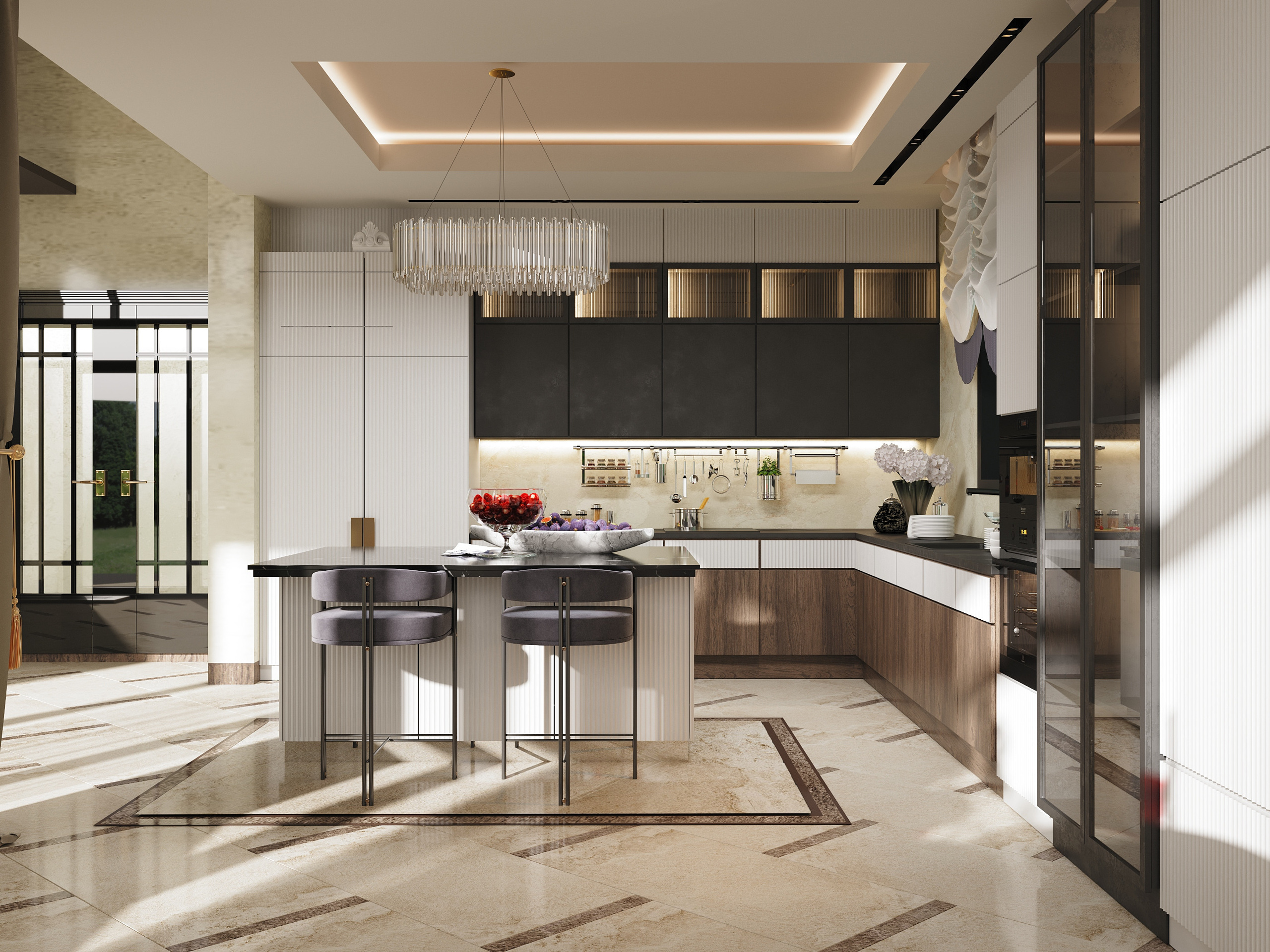 Визуализация, частный дом в Немецкой деревне, вдохновение, интерьер, визуализация, кухня, минмализм, ODS