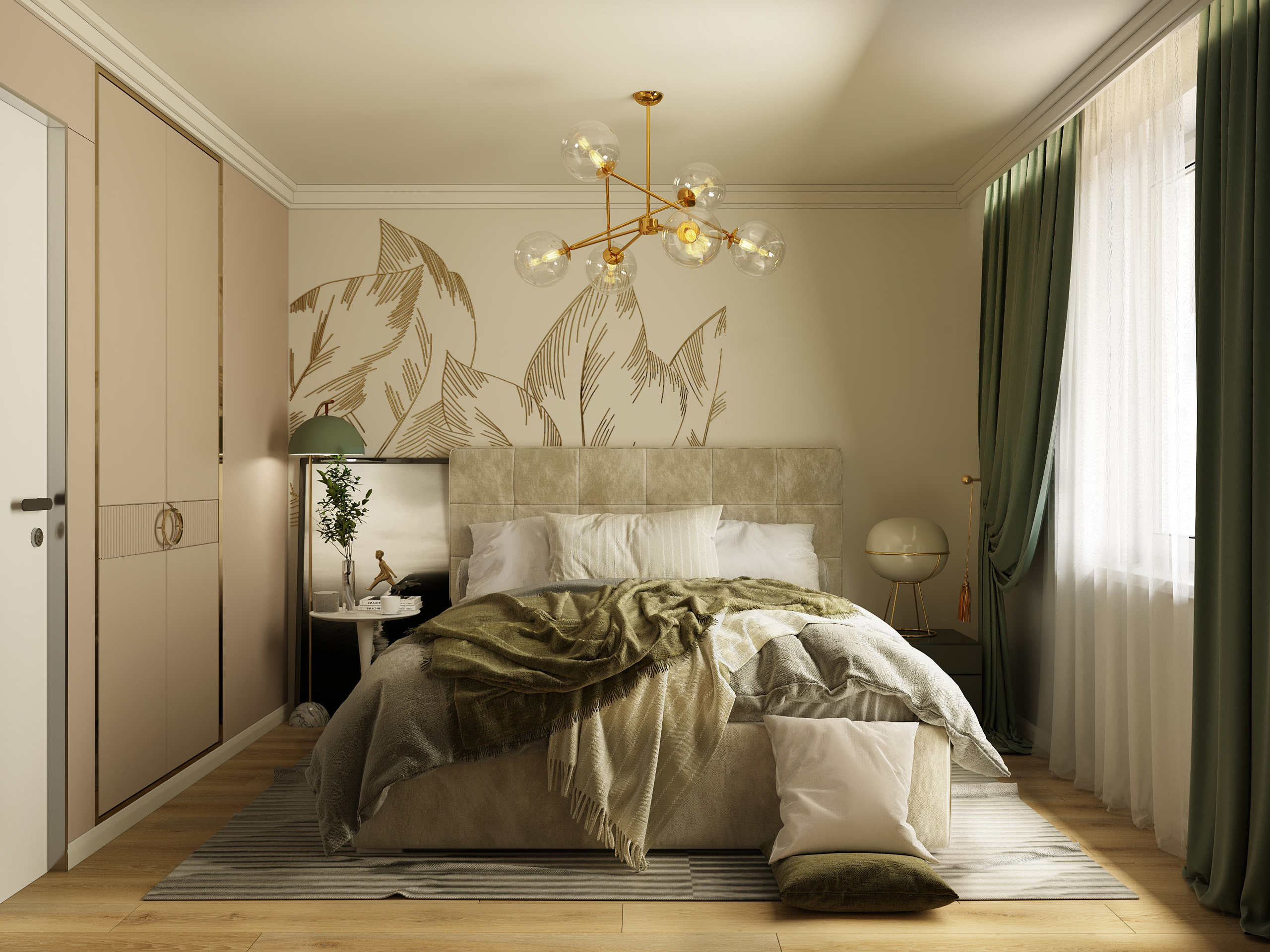 Визуализация, Квартира в Джубге, вдохновение, интерьер, визуализация, спальня, ODS