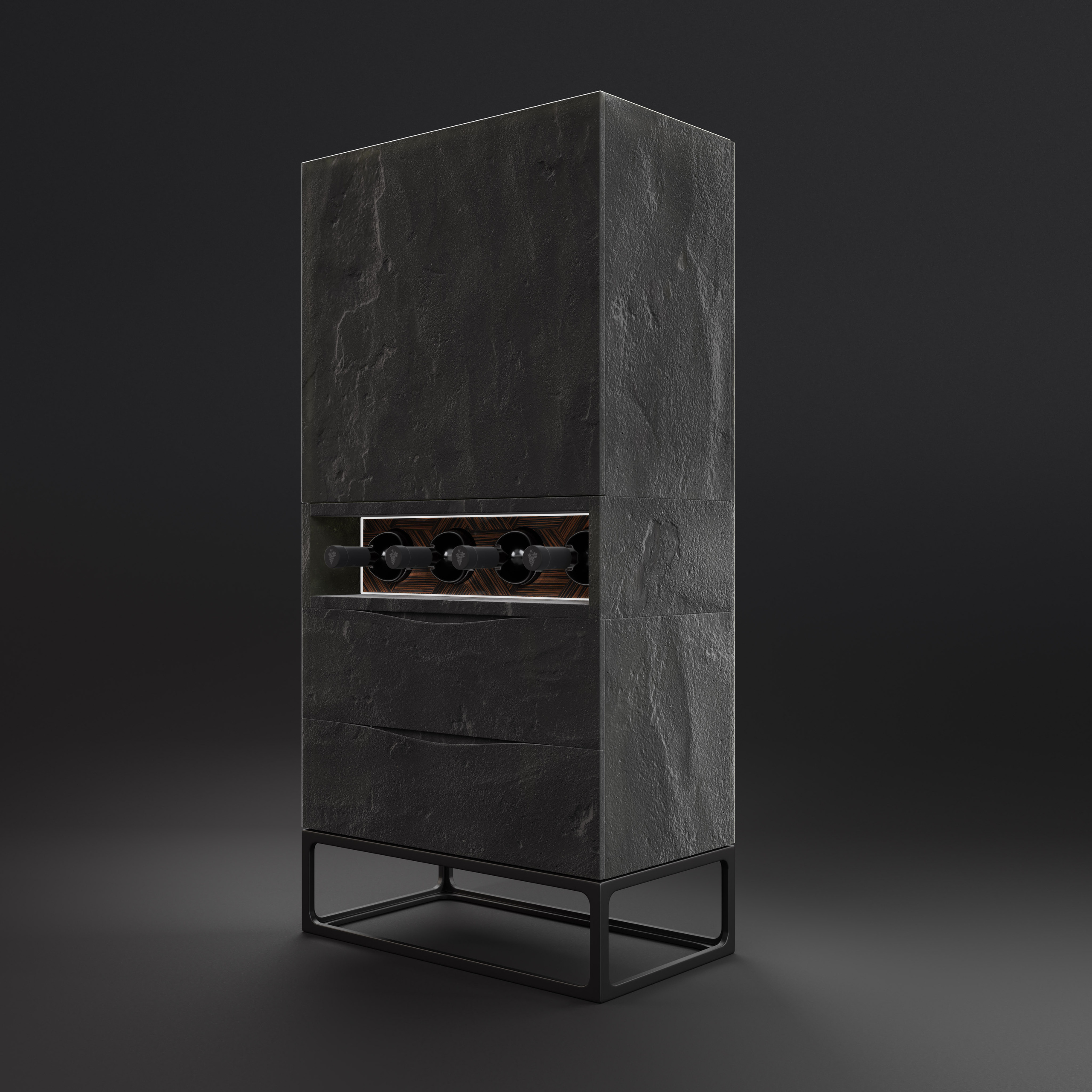 Визуализация, предметная визуализация, мебель, визуализация, мебель из камня, винный шкаф, вдохновение, интерьер, визуализация, минмализм, ODS