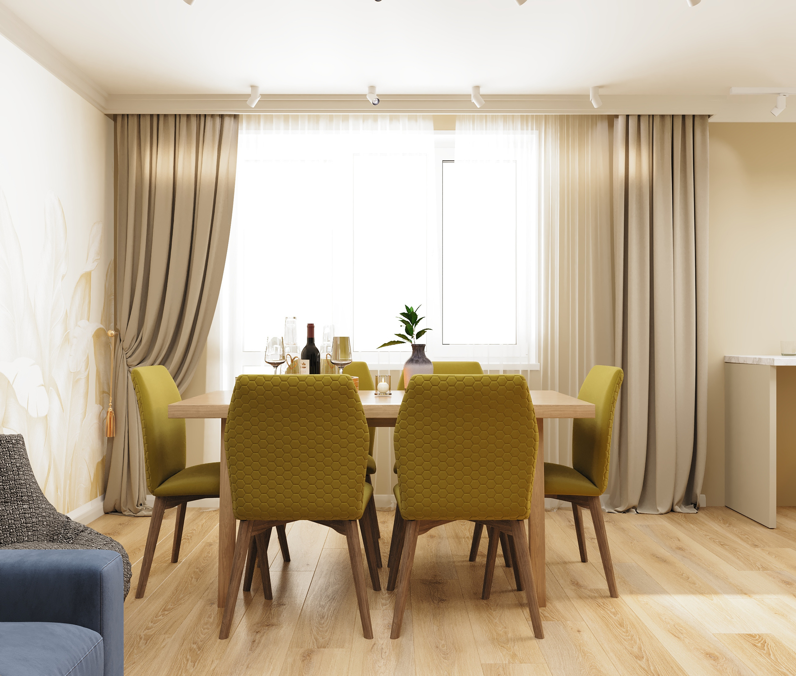 Визуализация, Квартира в Джубге, вдохновение, интерьер, визуализация, кухня, ODS