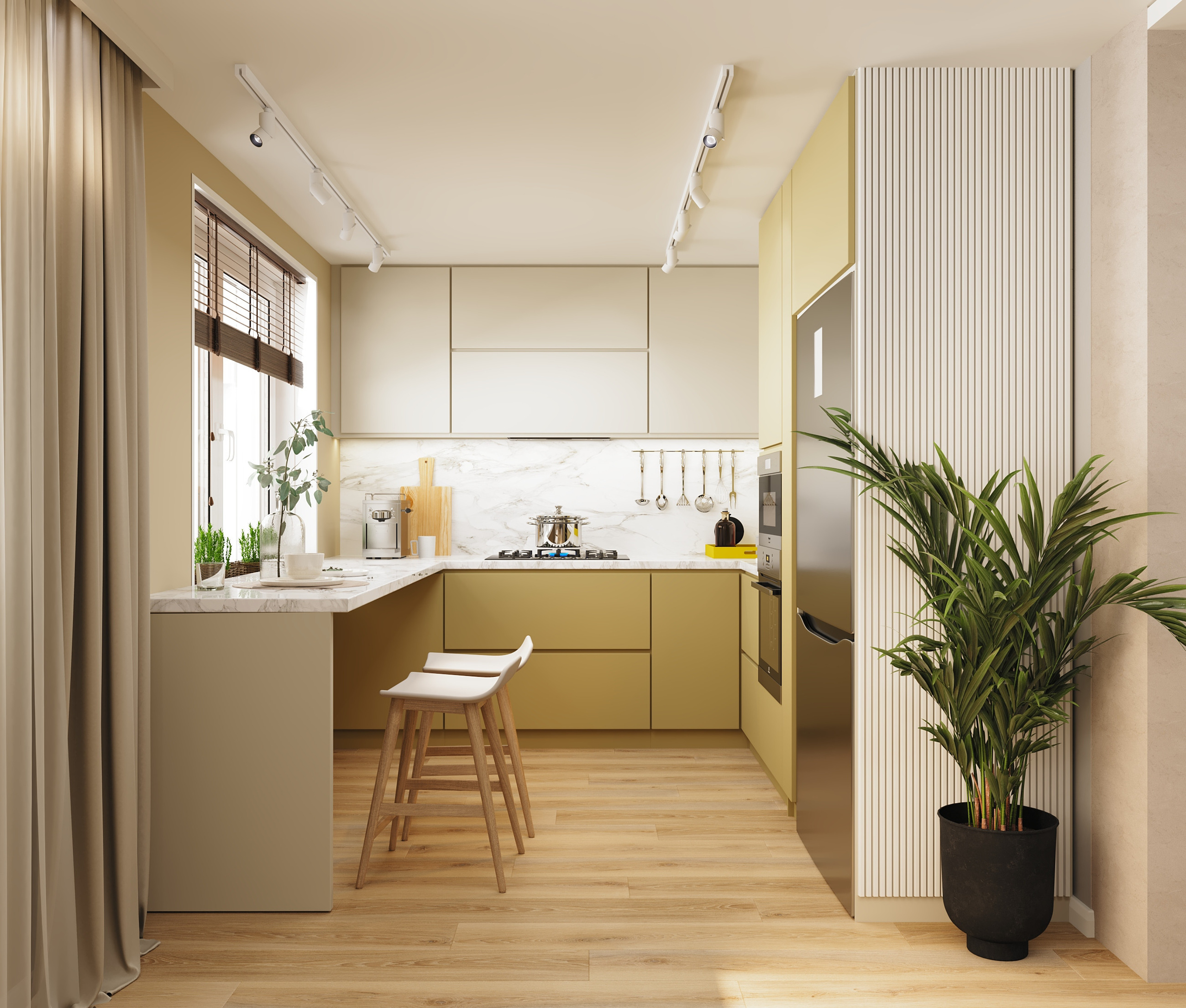 Визуализация, Квартира в Джубге, вдохновение, интерьер, визуализация, кухня, ODS