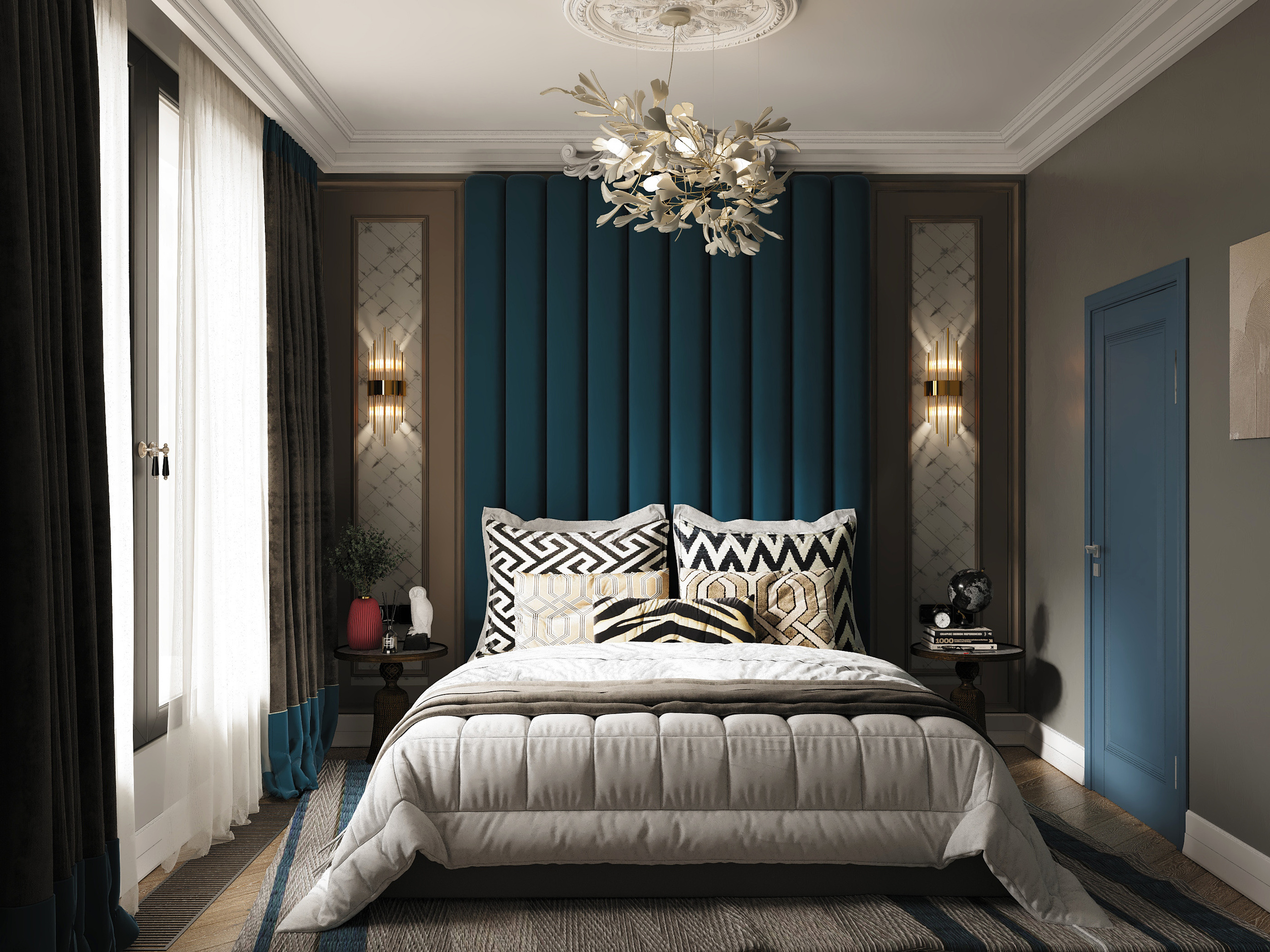 Визуализация, частный дом в Немецкой деревне, вдохновение, интерьер, визуализация, спальня, минмализм, ODS