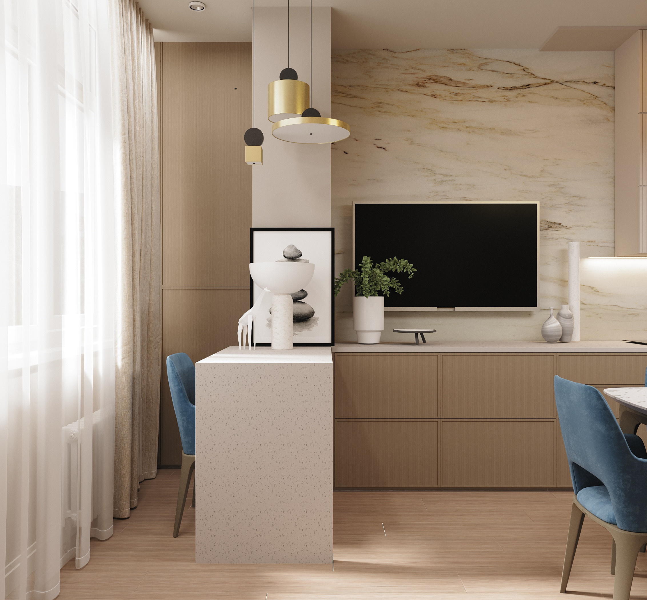 Визуализация, ЖК Седьмой Континент, вдохновение, интерьер, визуализация, кухня, ODS