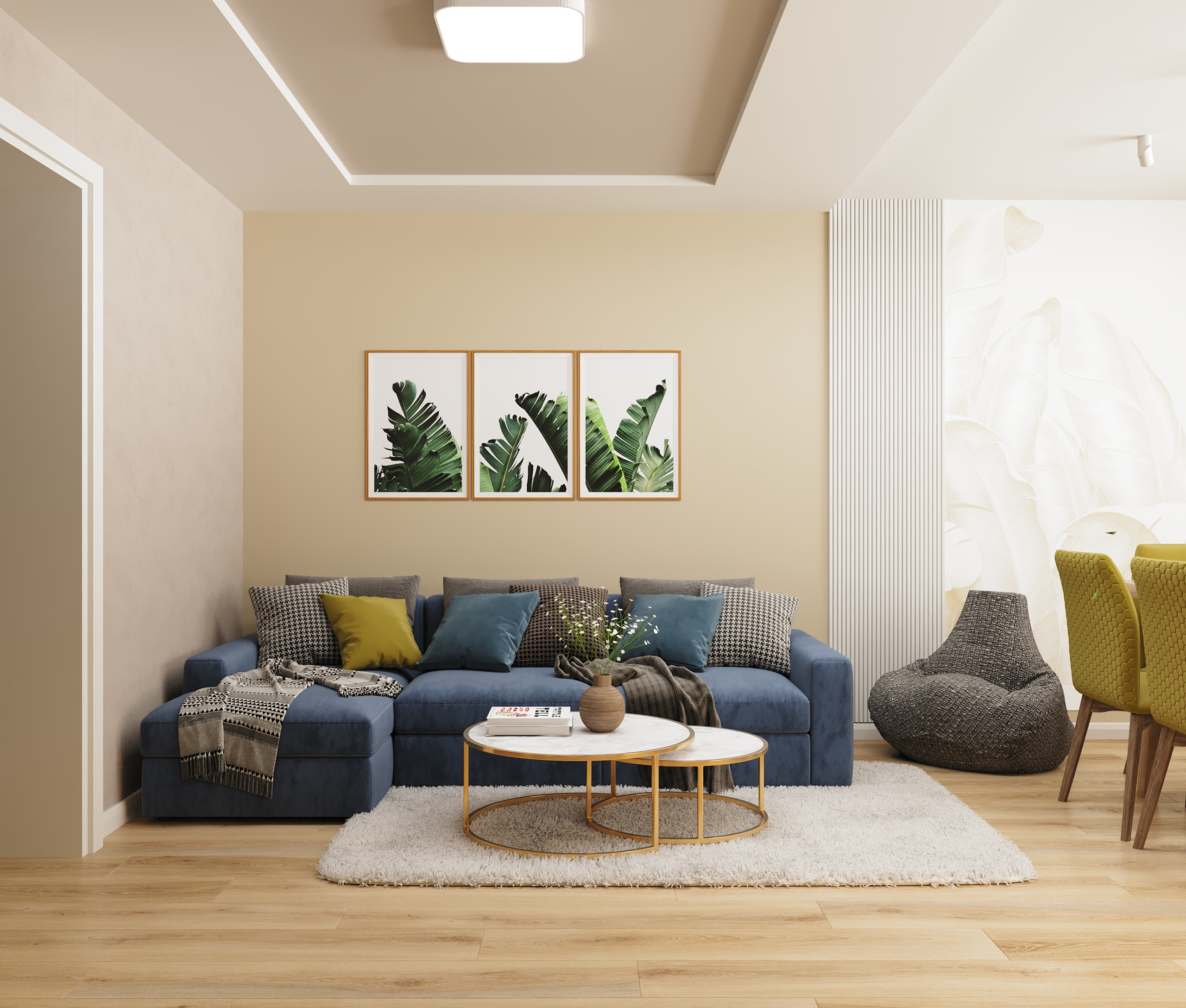 Визуализация, Квартира в Джубге, вдохновение, интерьер, визуализация, гостиная, ODS