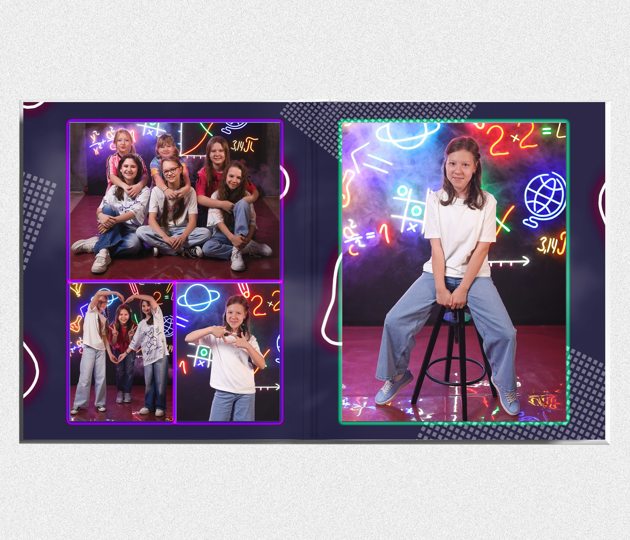 Выпускной альбом "Неон". Выпускные альбомы в Тюмени для школ, садов, вузов спортивных секций