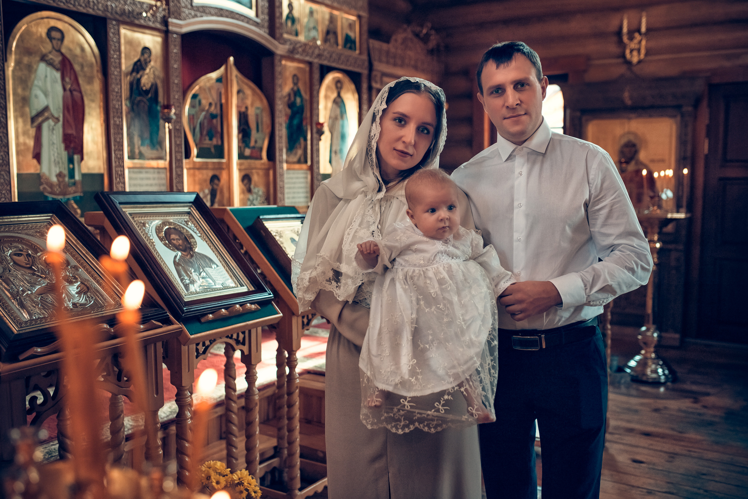 Крещение Александры в Храме Владимира Равноапостольного в Сартаково. Екатерина Крапивина фотограф церковных Таинств в Нижний Новгороде