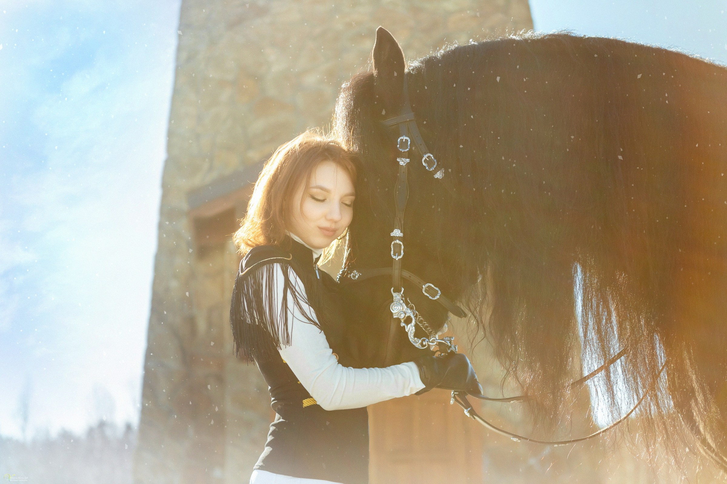 Фотосессии с лошадьми зимой. Фотограф женский и мужской портрет Санкт-Петербург
