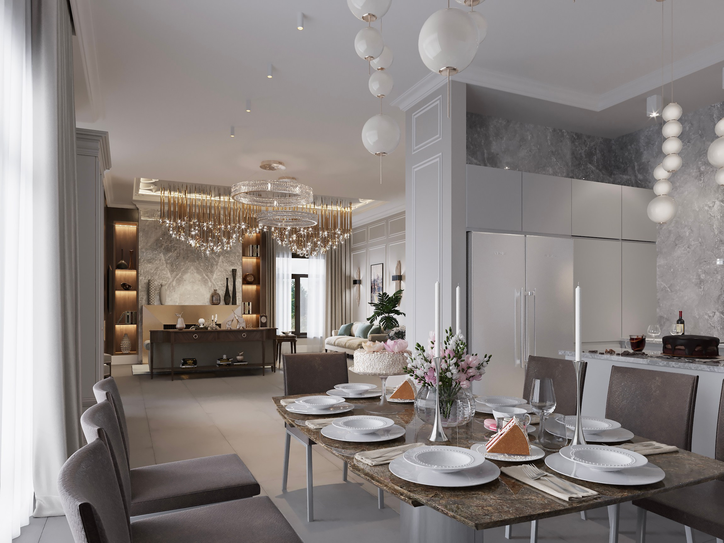 Coastal Cottage — Interior in Modern Classic Style. 3D INTERIOR AND ARCHITECTURE VISUALIZATION