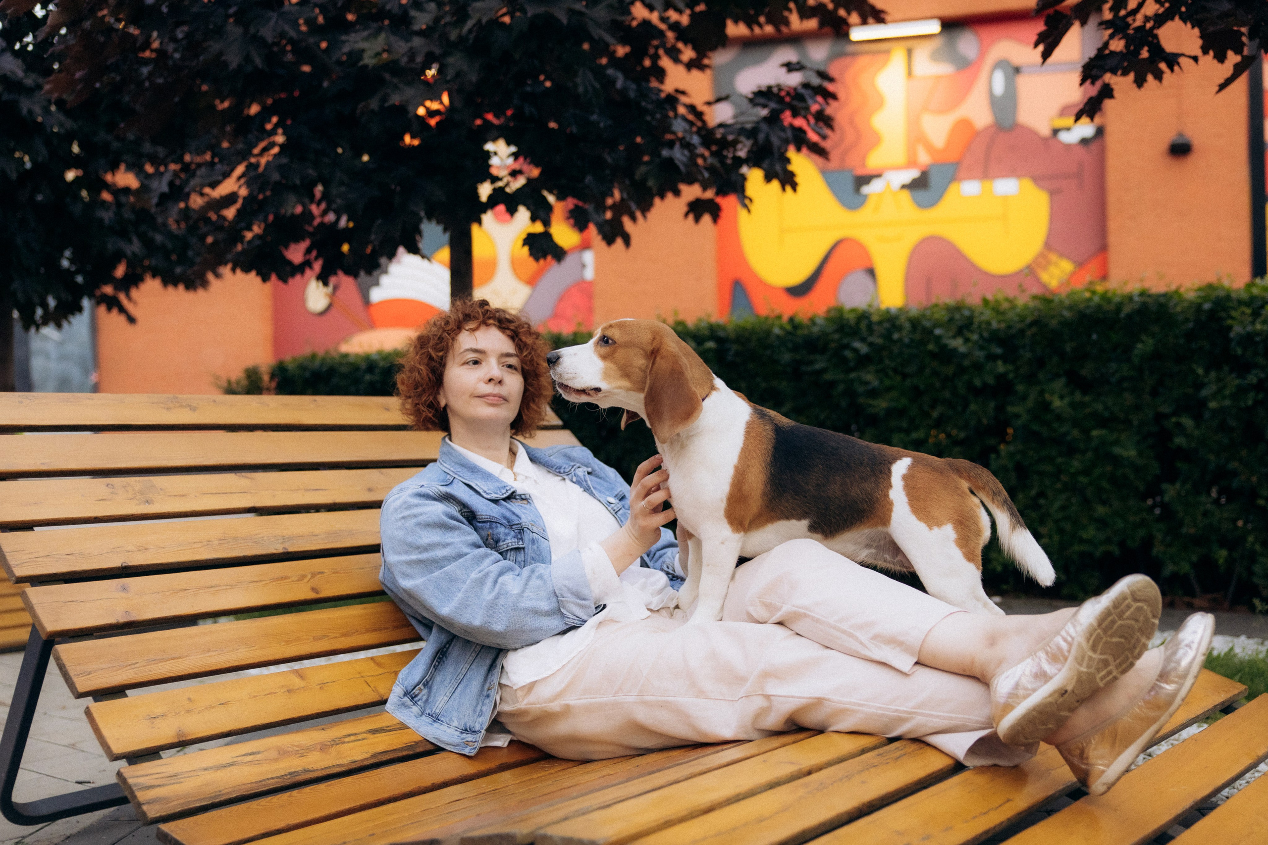 Анна и Рэна. Рассвет в Москве. Фотограф анималист в Казани Алина Сулейманова. Фотограф животных
